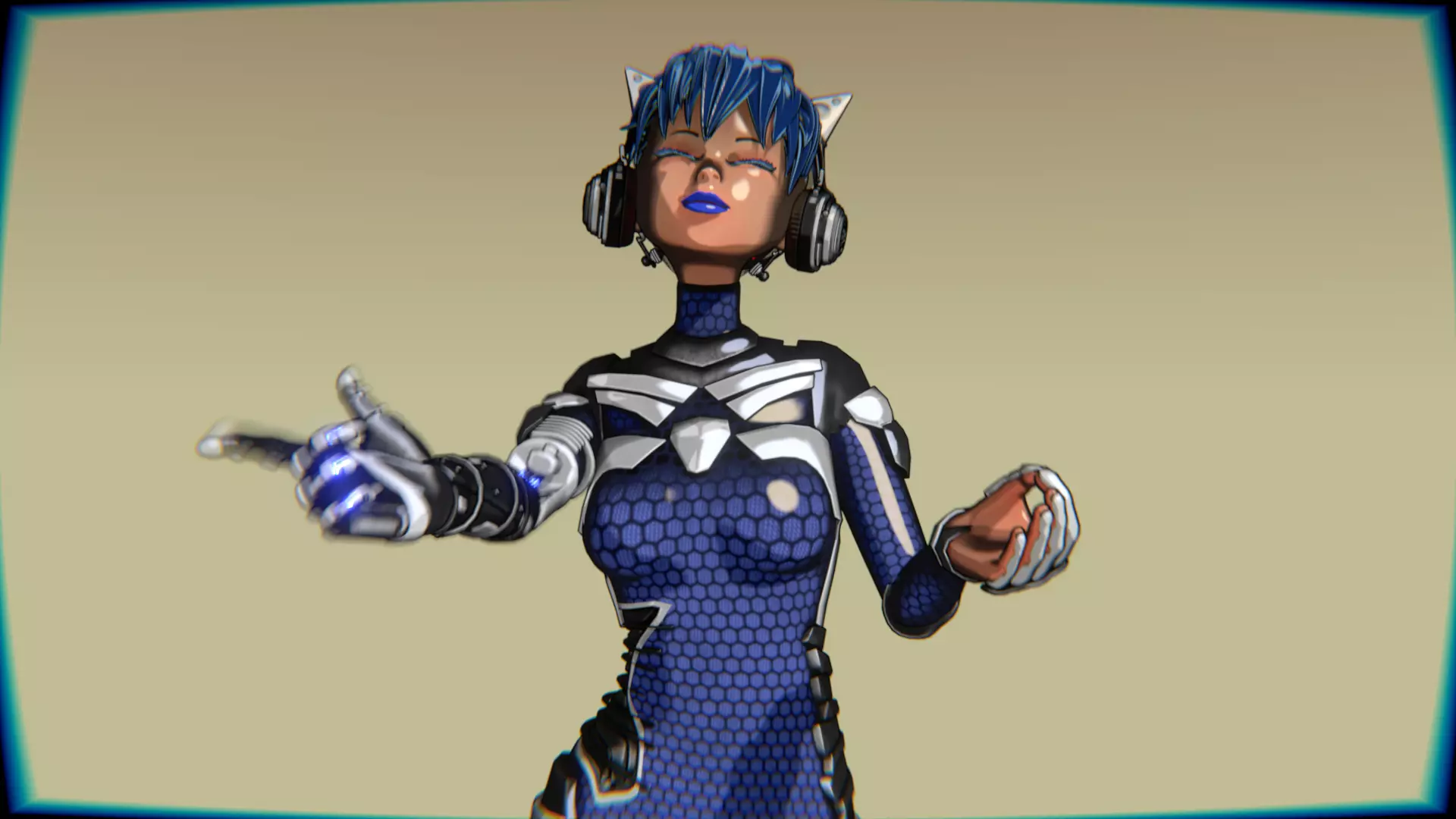 Cyberpunk Cat Ear Robotic Girl Animation Pack Low-poly 3D model_11