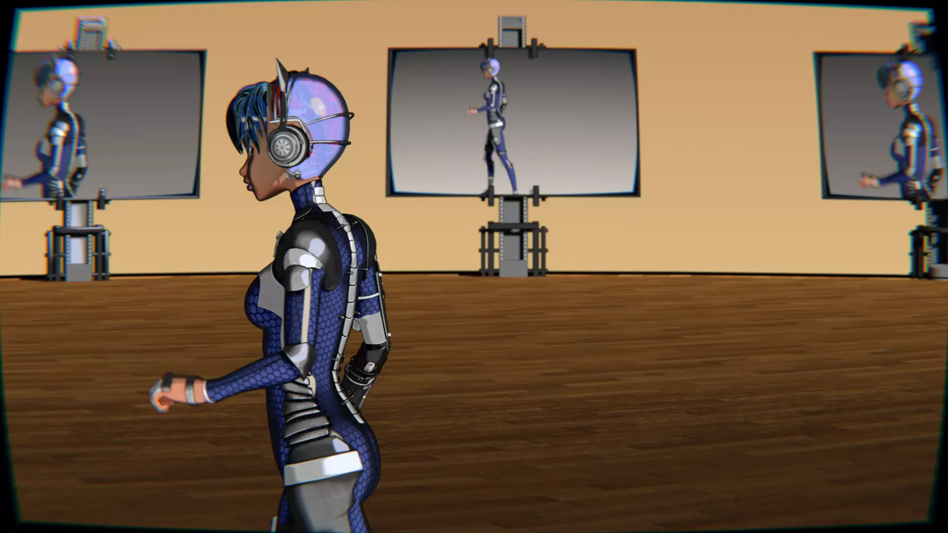 Cyberpunk Cat Ear Robotic Girl Animation Pack Low-poly 3D model_19