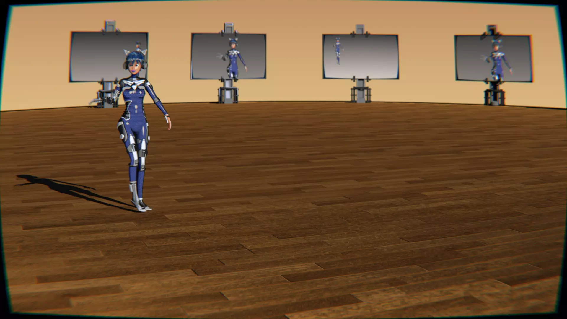 Cyberpunk Cat Ear Robotic Girl Animation Pack Low-poly 3D model_24