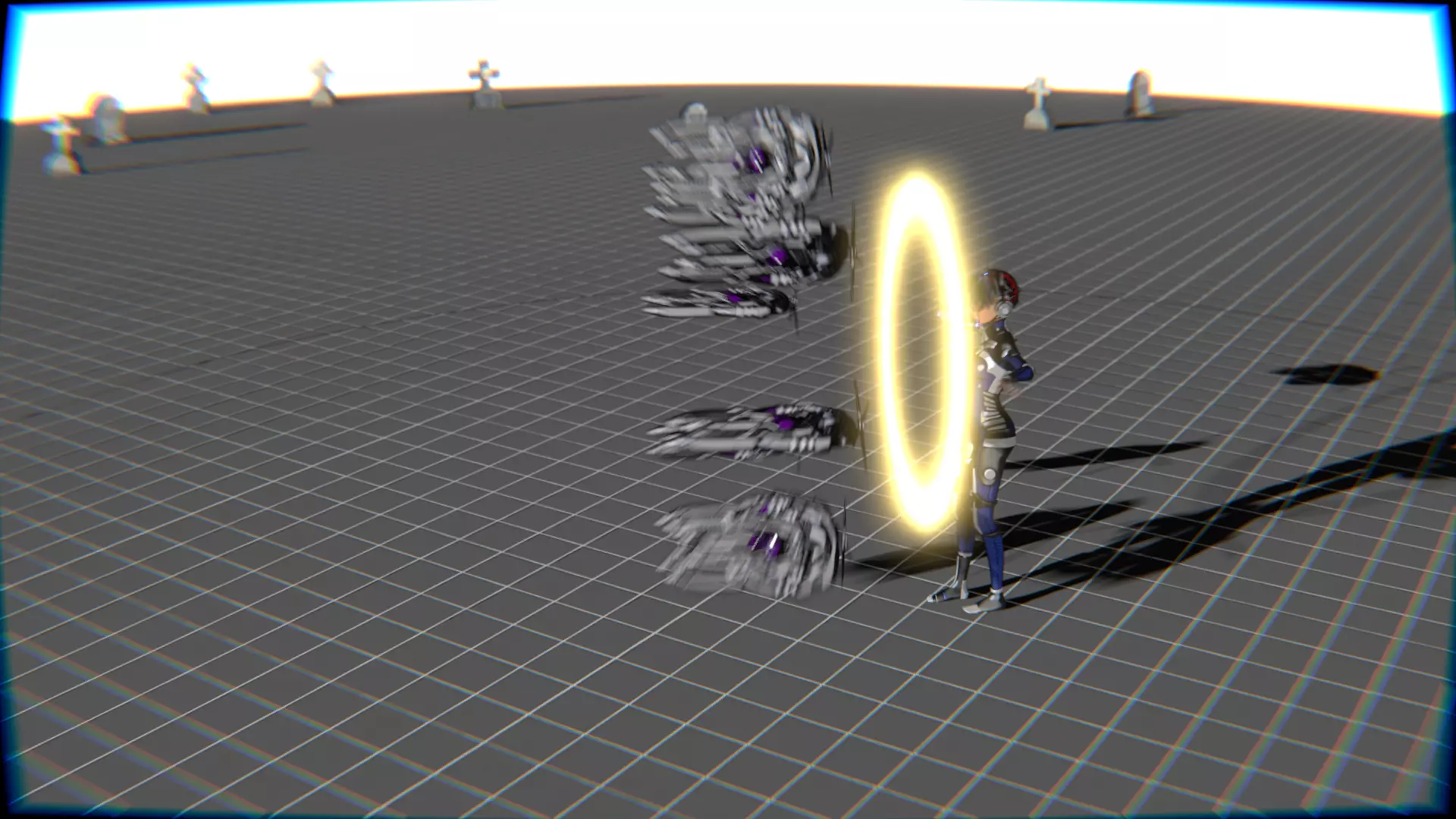 Cyberpunk Cat Ear Robotic Girl Animation Pack Low-poly 3D model_132