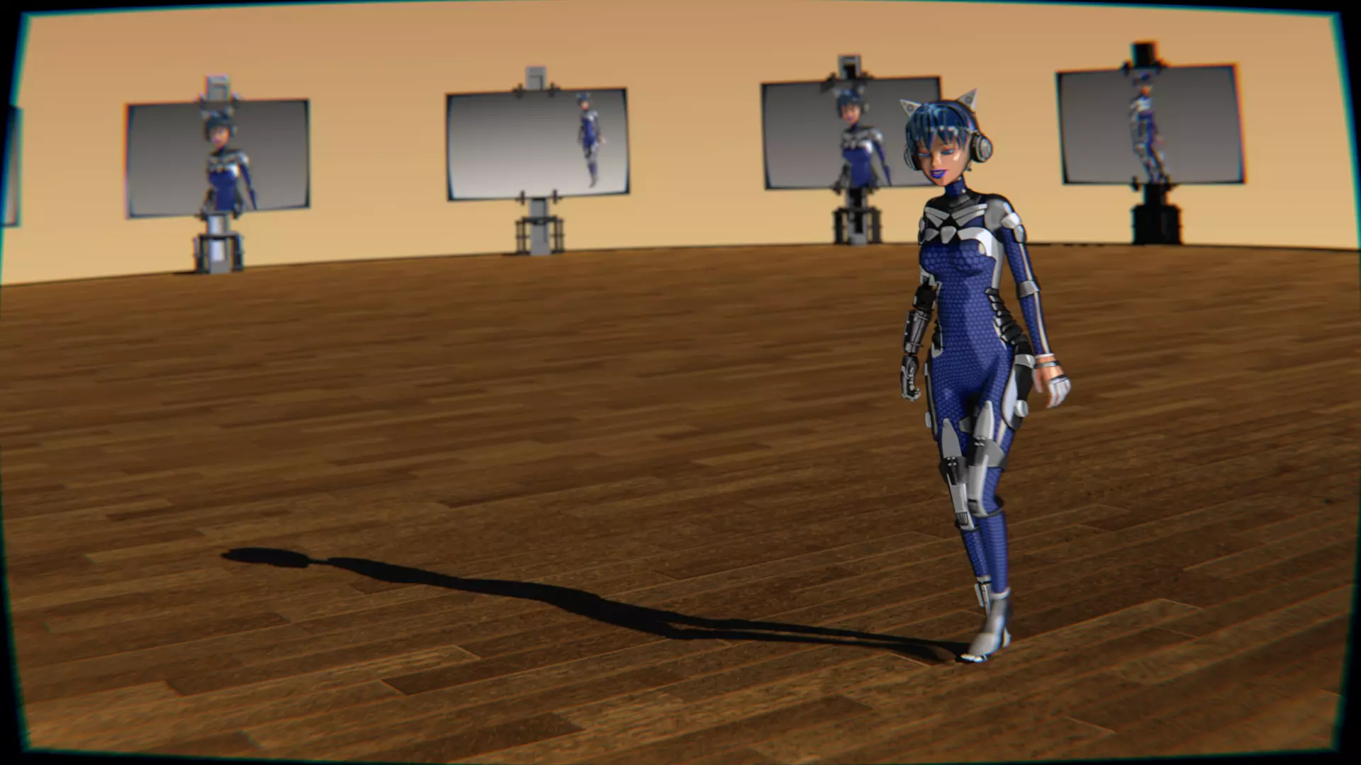 Cyberpunk Cat Ear Robotic Girl Animation Pack Low-poly 3D model_31