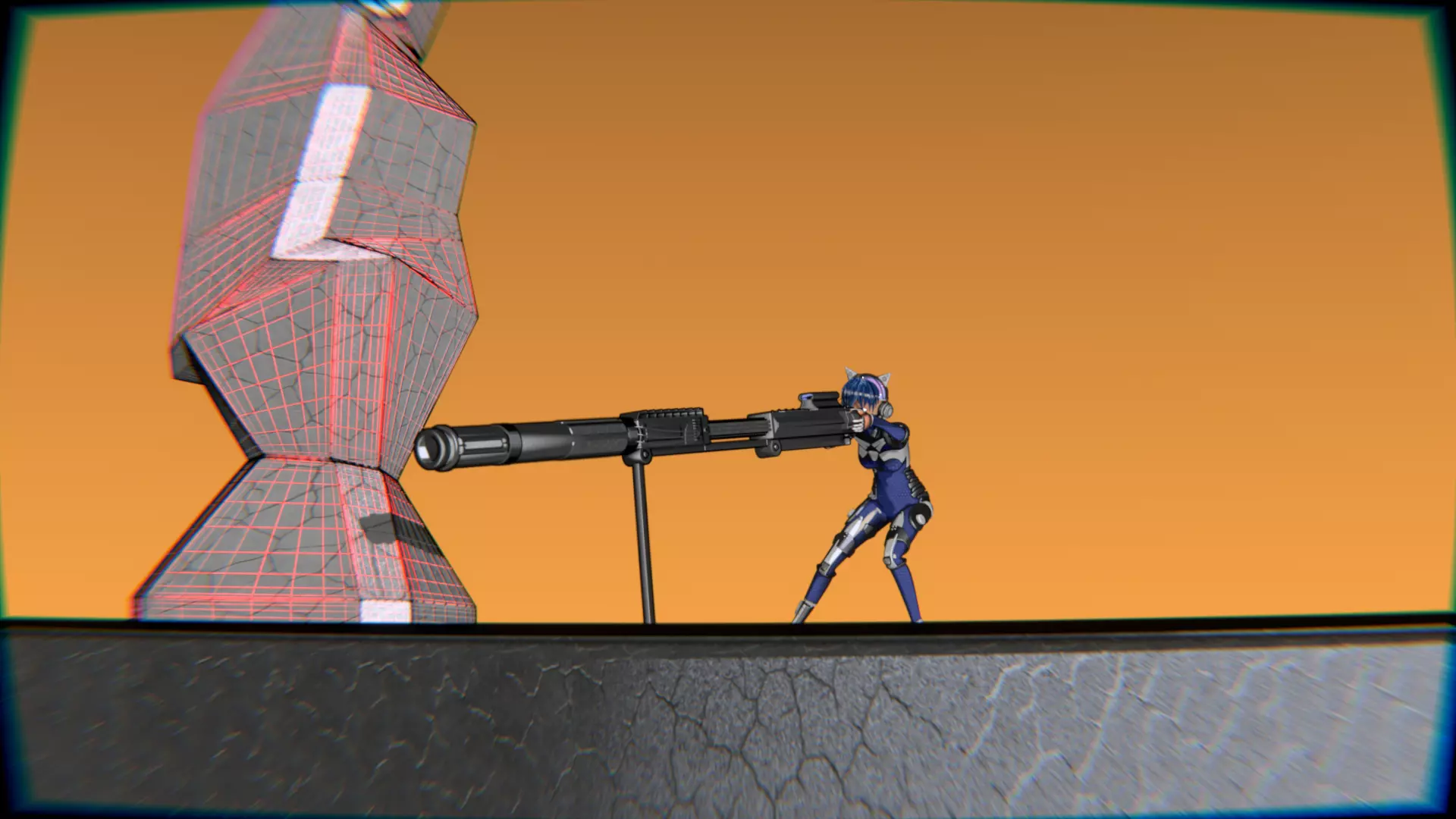 Cyberpunk Cat Ear Robotic Girl Animation Pack Low-poly 3D model_89