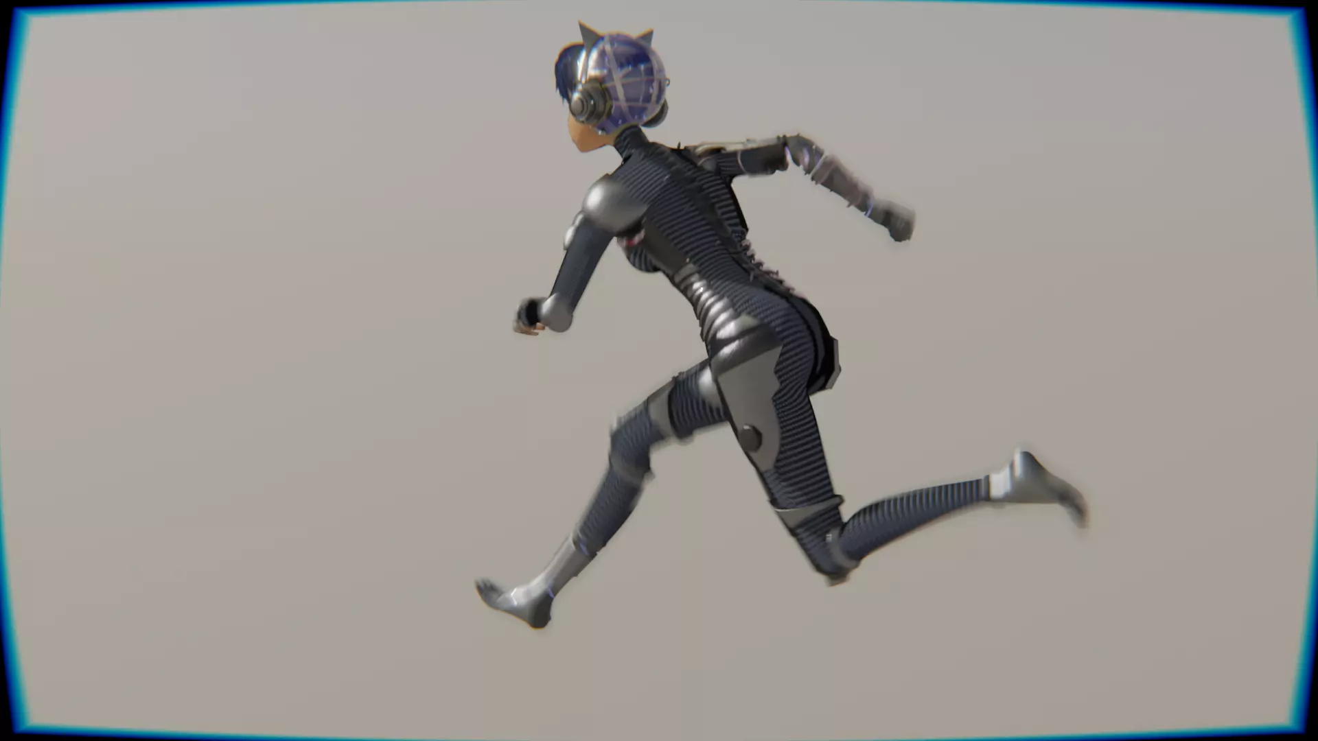 Cyberpunk Cat Ear Robotic Girl Animation Pack Low-poly 3D model_77