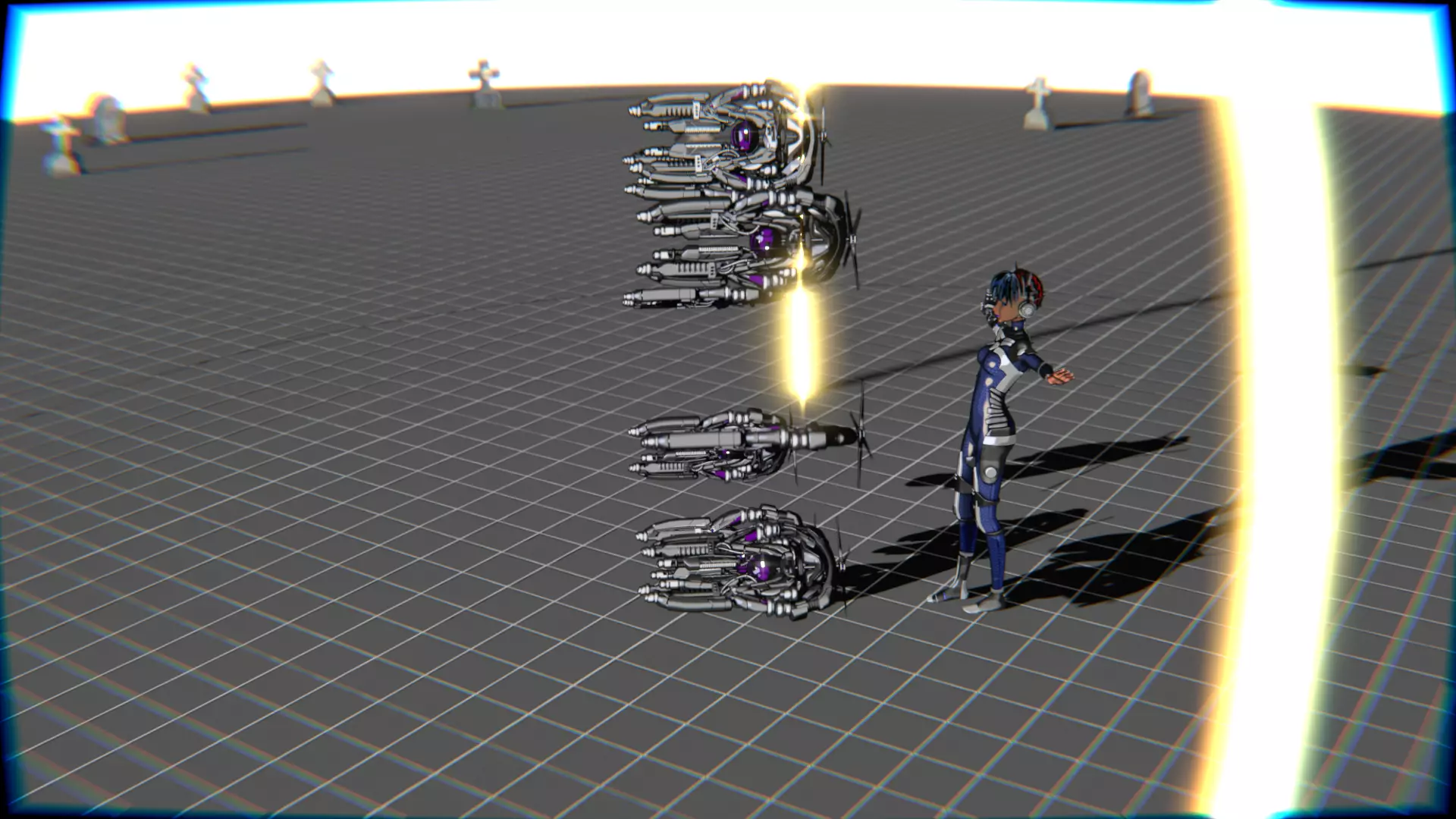 Cyberpunk Cat Ear Robotic Girl Animation Pack Low-poly 3D model_128