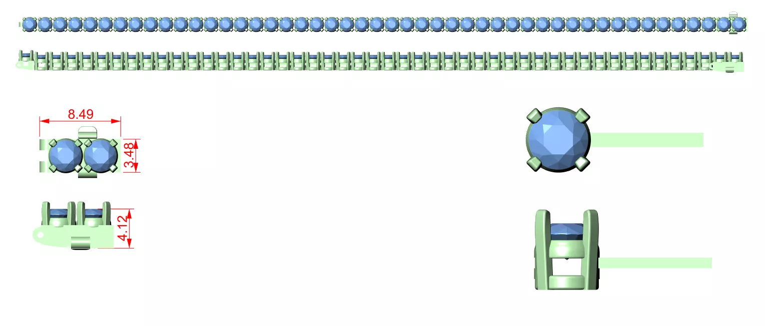 Tennis Bracelet 3dm stl renders Animation video details 3D print model_12