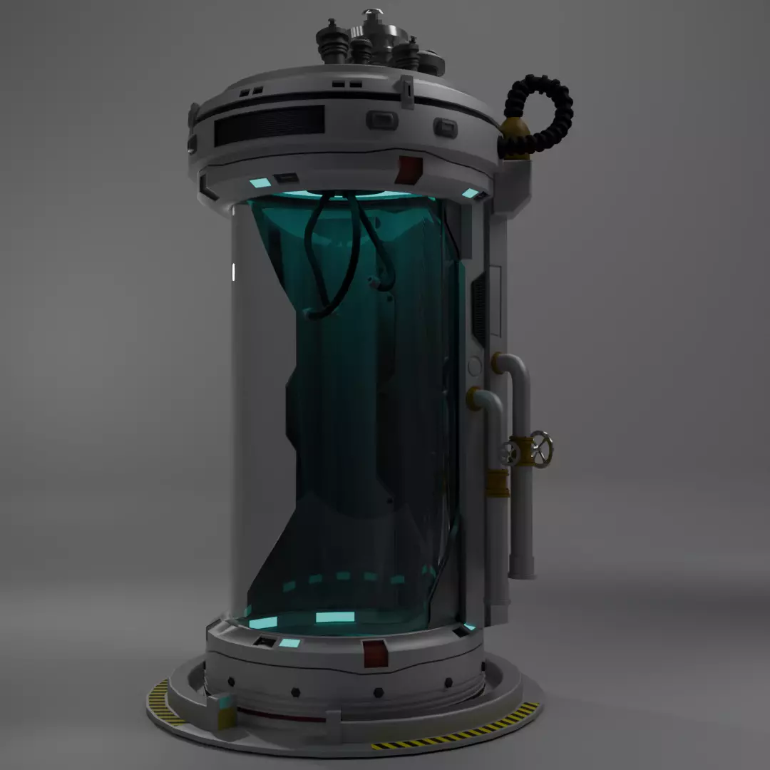 Sci Fi Cryo Containment Pod Stasis Chamber Game Ready 3D Asset 3D model_2