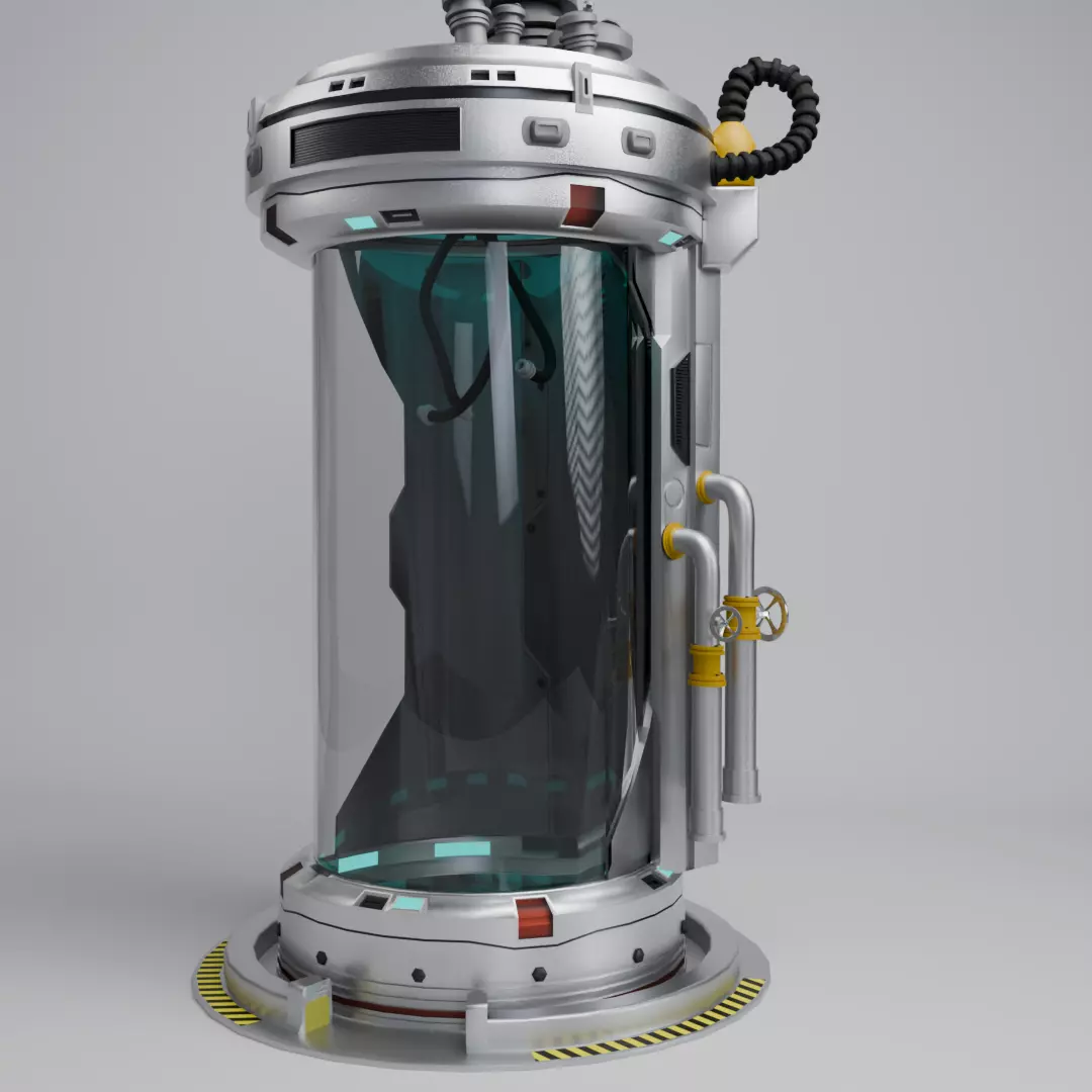 Sci Fi Cryo Containment Pod Stasis Chamber Game Ready 3D Asset 3D model_0