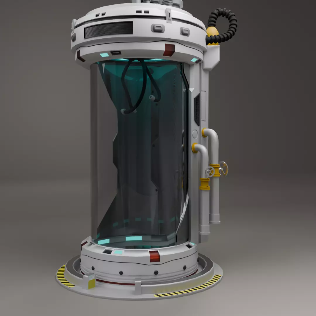 Sci Fi Cryo Containment Pod Stasis Chamber Game Ready 3D Asset 3D model_3
