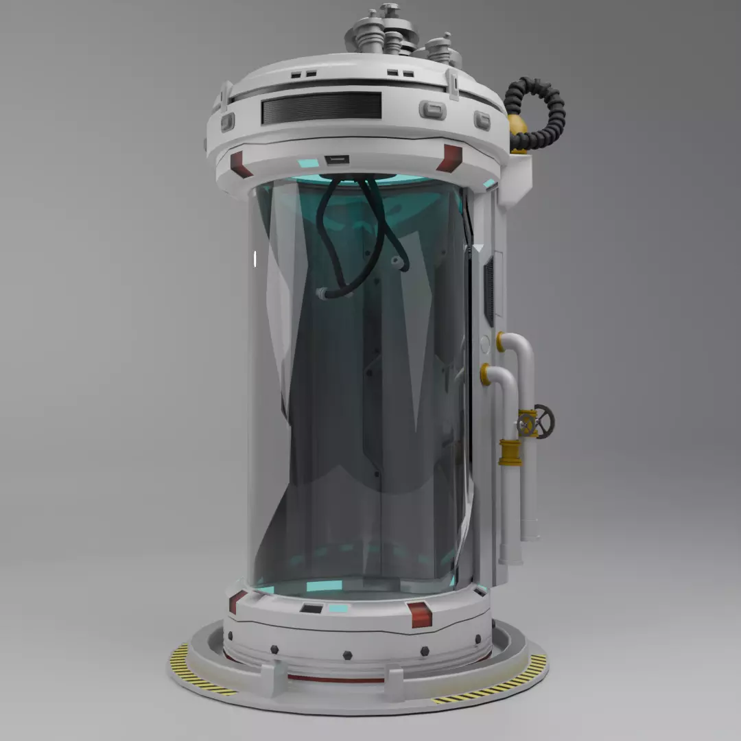 Sci Fi Cryo Containment Pod Stasis Chamber Game Ready 3D Asset 3D model_4