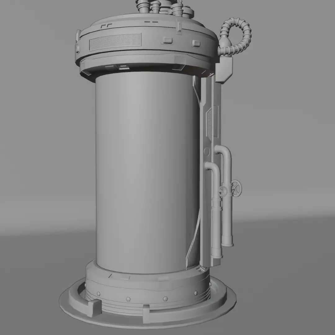 Sci Fi Cryo Containment Pod Stasis Chamber Game Ready 3D Asset 3D model_6