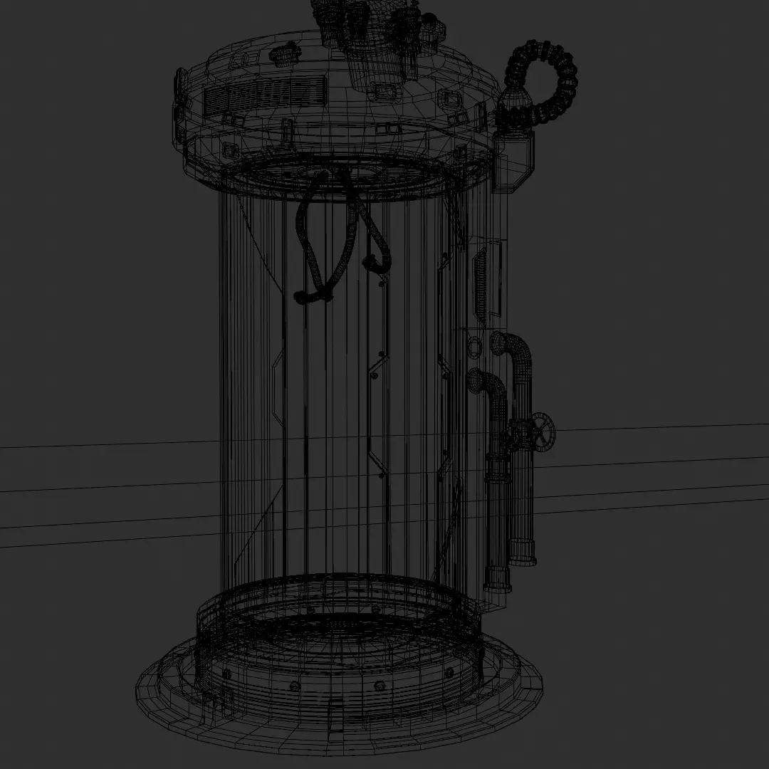 Sci Fi Cryo Containment Pod Stasis Chamber Game Ready 3D Asset 3D model_8