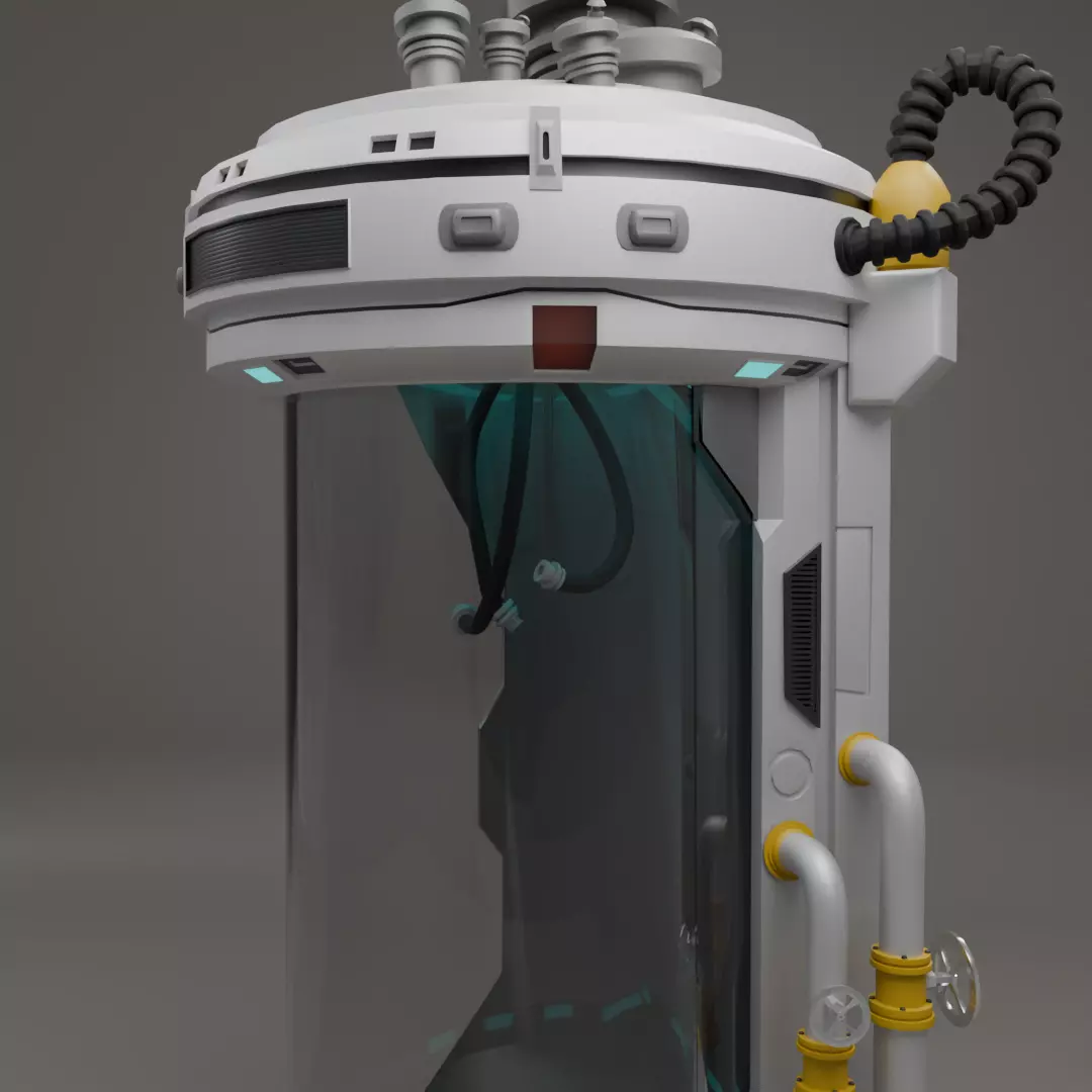 Sci Fi Cryo Containment Pod Stasis Chamber Game Ready 3D Asset 3D model_1