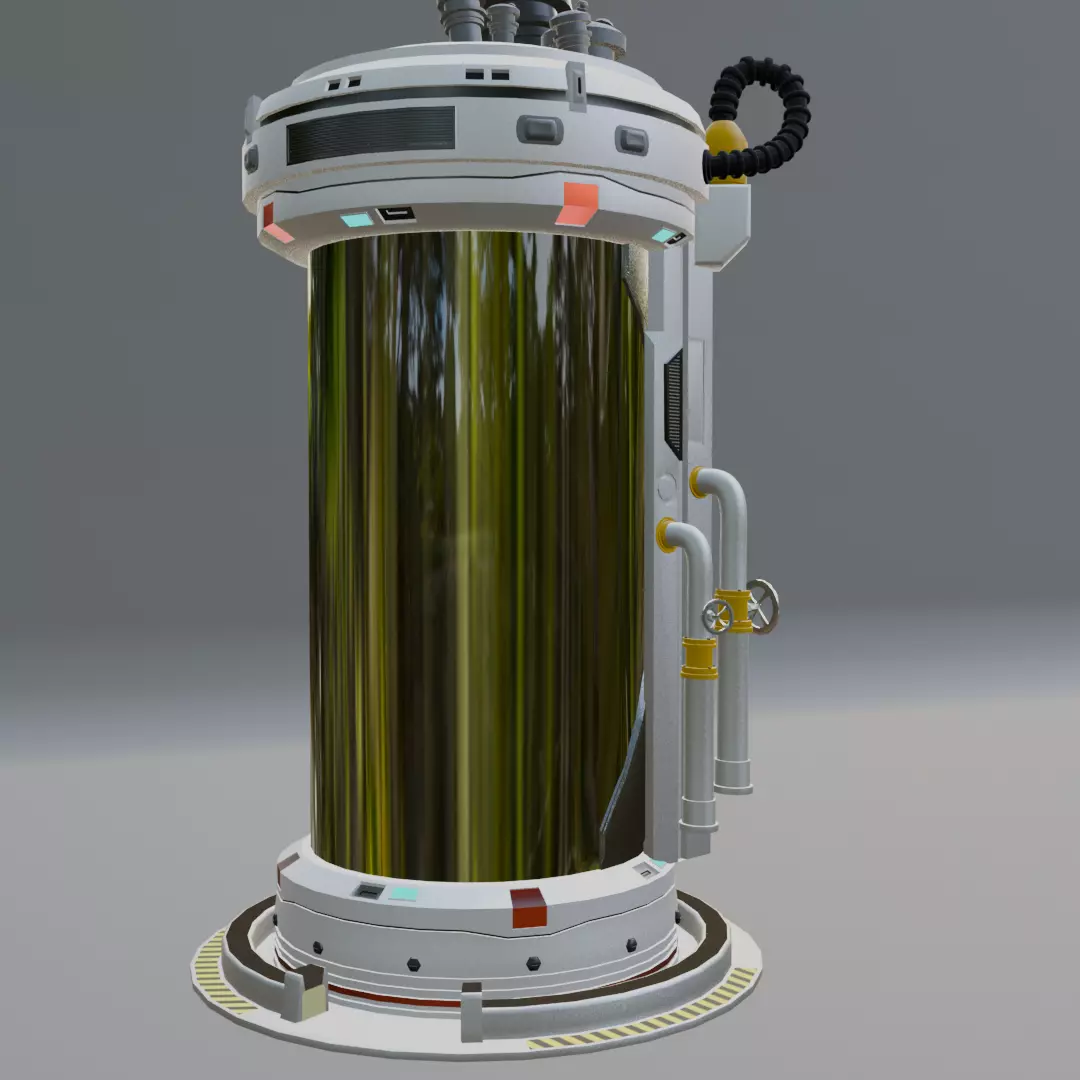 Sci Fi Cryo Containment Pod Stasis Chamber Game Ready 3D Asset 3D model_5