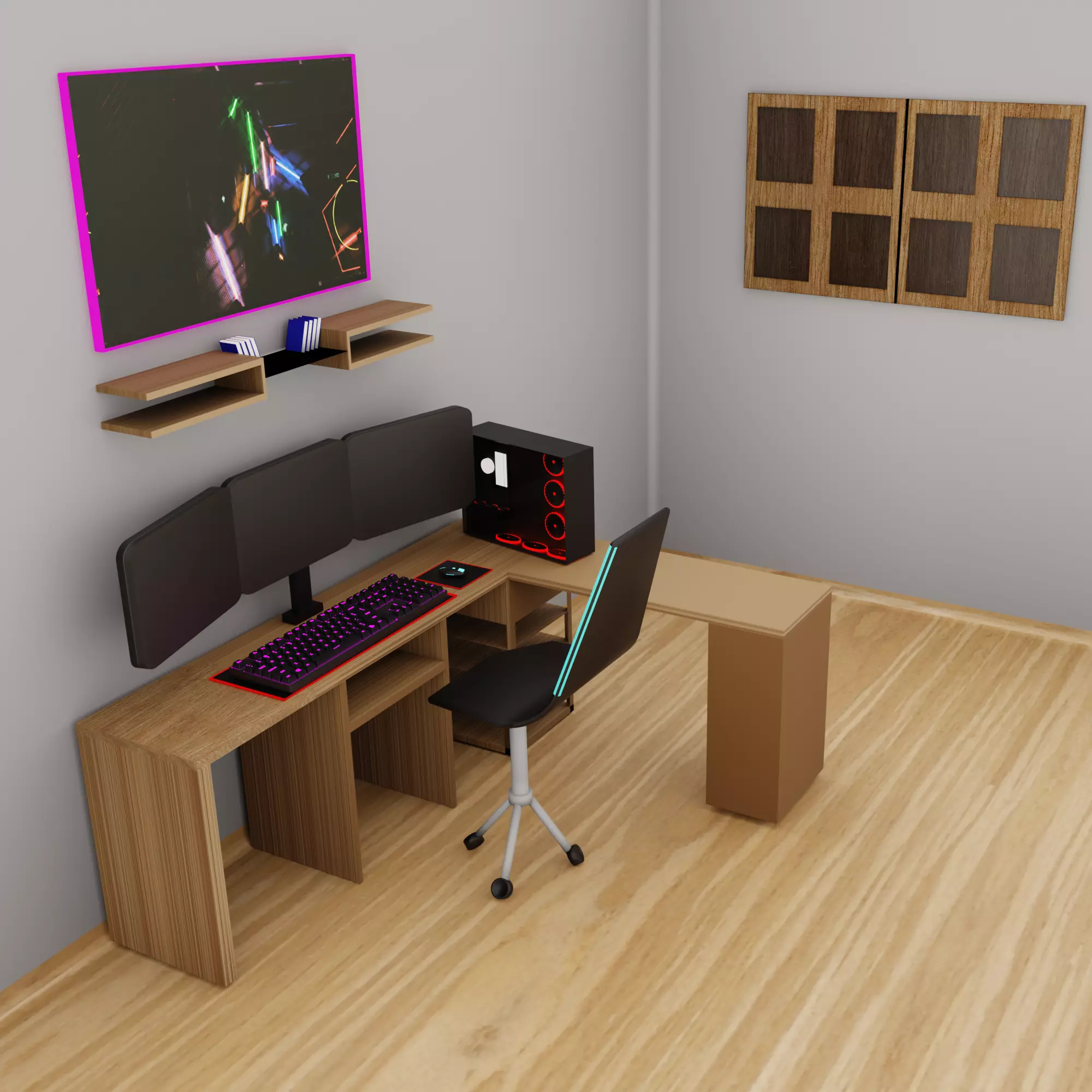 Gaming room set 3d Free 3D model