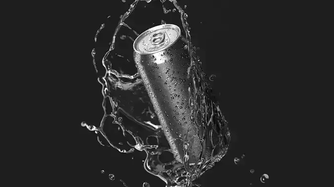 Black 550ml Can With Splash - aluminum soda in splash of liquid