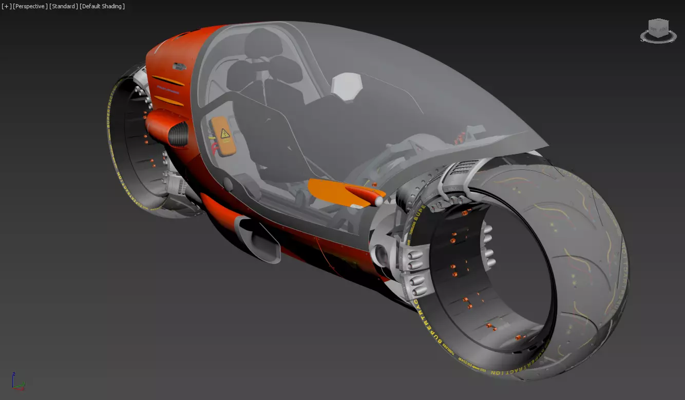Sci-Fi Futuristic Motorcycle  Cyberpunk Hover Bike 3D model_11