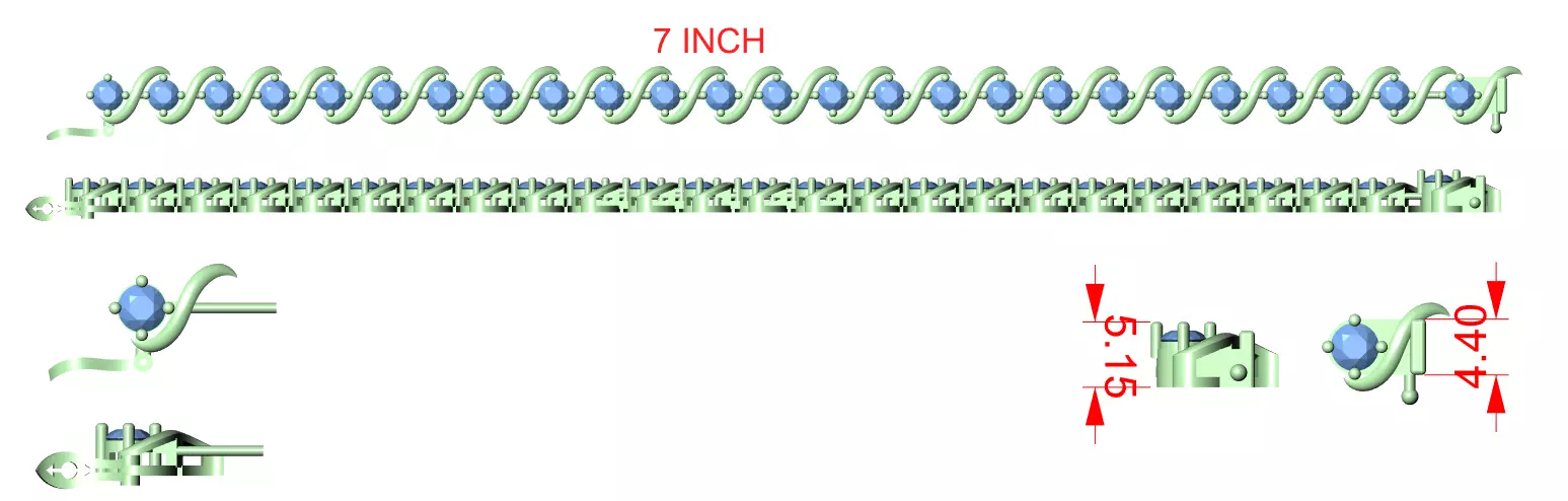 Tennis Bracelet 3dm stl renders Animation video details 3D print model_12