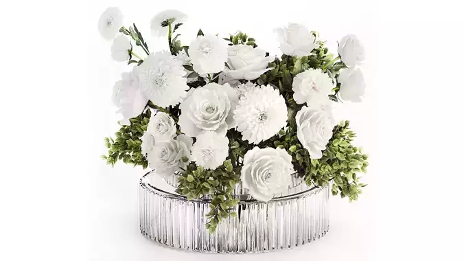 Bouquet Of White Flowers Chrysanthemum Rose Peony 606