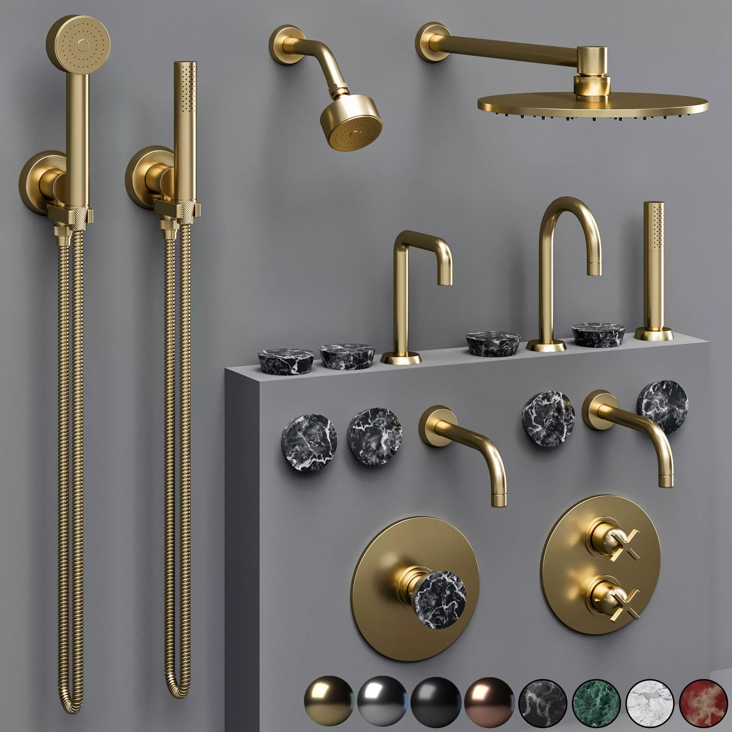 the watermark collection ZEN bathroom faucet set S 3D model