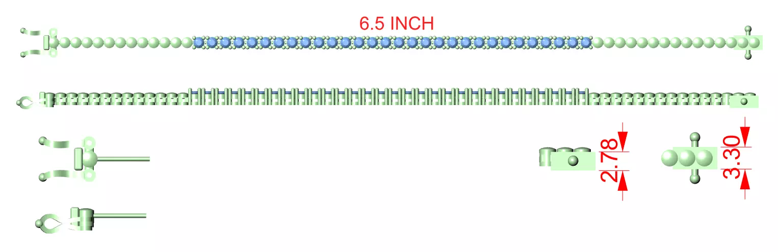 Tennis Bracelet 3dm stl renders Animation video details  3D print model_12