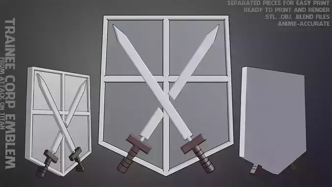 Attack On Titan Trainee Corps Emblem Logo for Cosplay 3D print model