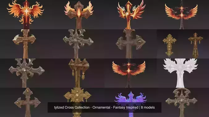 tylized Cross Collection - Ornamental - Fantasy Inspired 