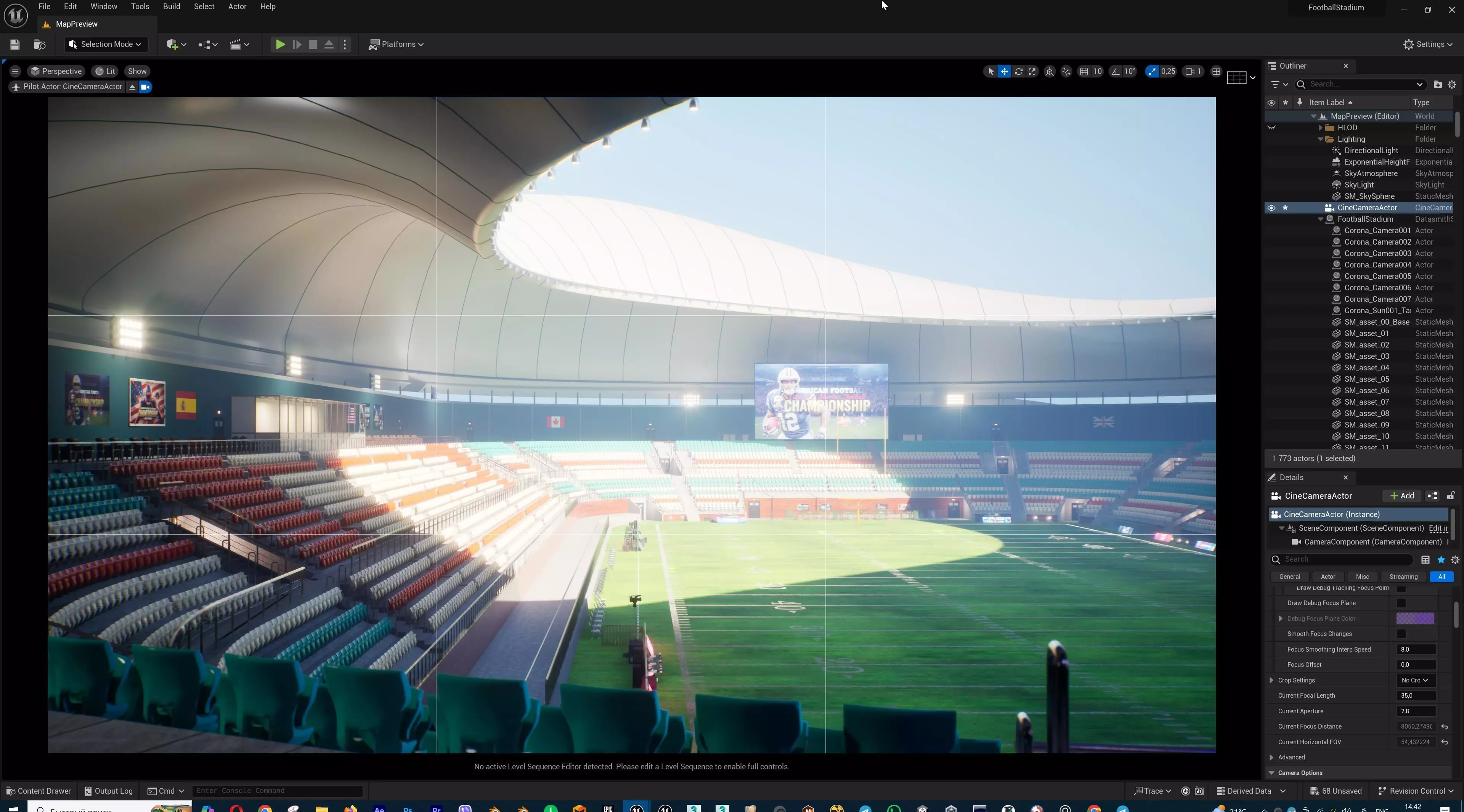 American Football Stadium Exterior Interior Props 3D model_14