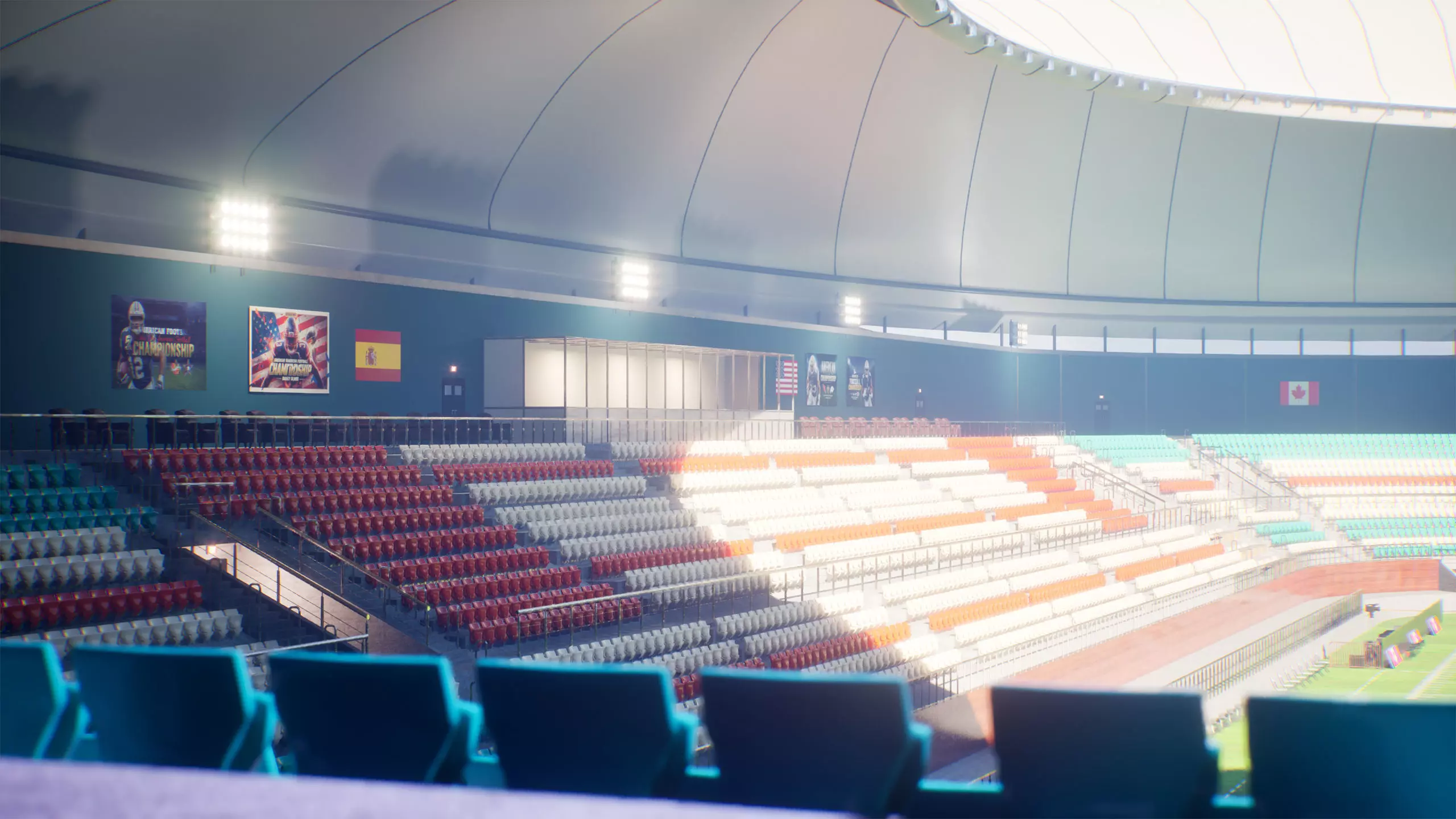 American Football Stadium Exterior Interior Props 3D model_17