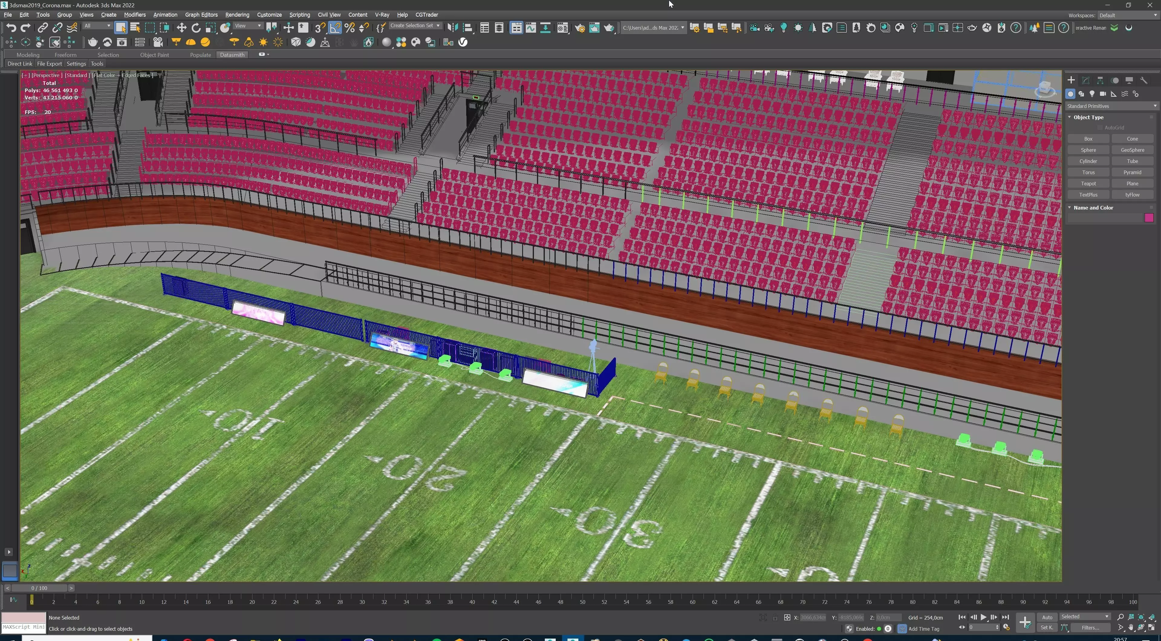 American Football Stadium Exterior Interior Props 3D model_23