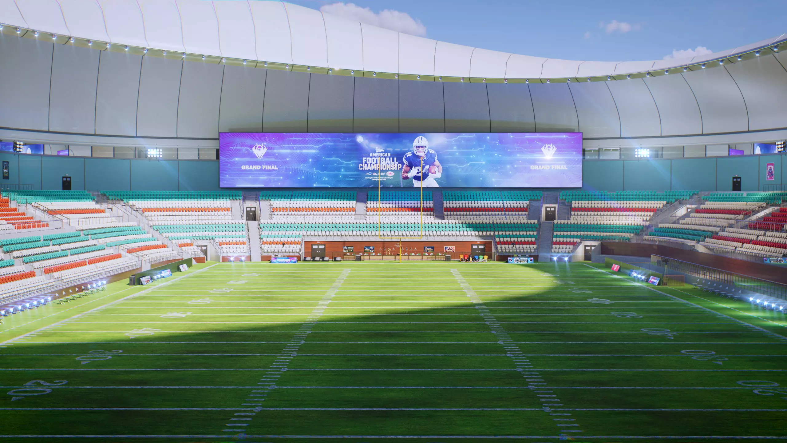 American Football Stadium Exterior Interior Props 3D model_4