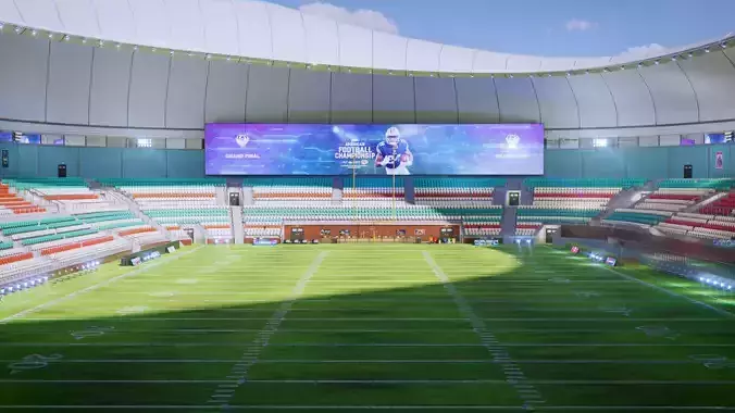 Modular American Football Stadium Scene - Exterior Interior   3D model 3