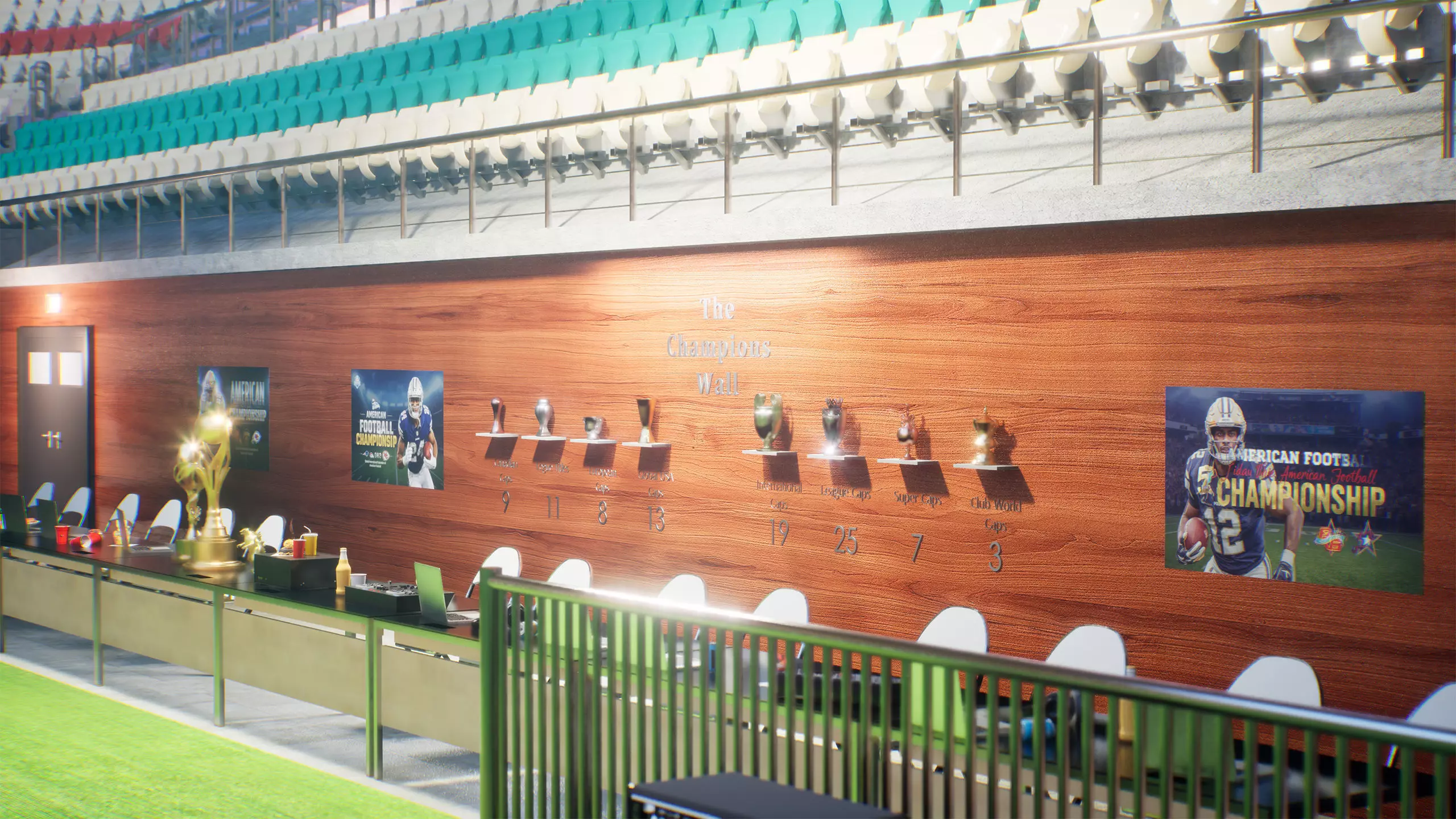 American Football Stadium Exterior Interior Props 3D model_20