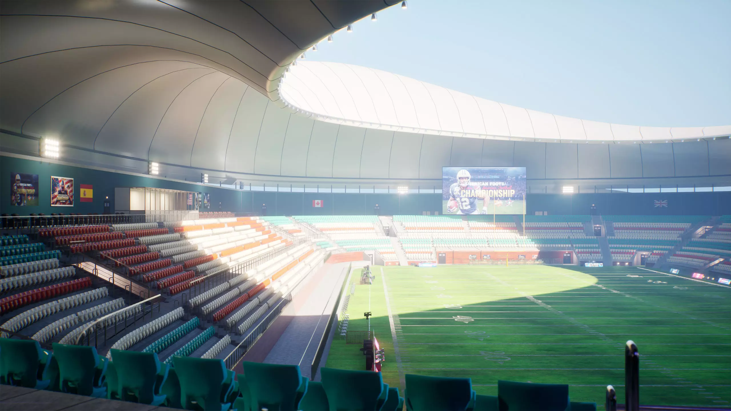 American Football Stadium Exterior Interior Props 3D model_18