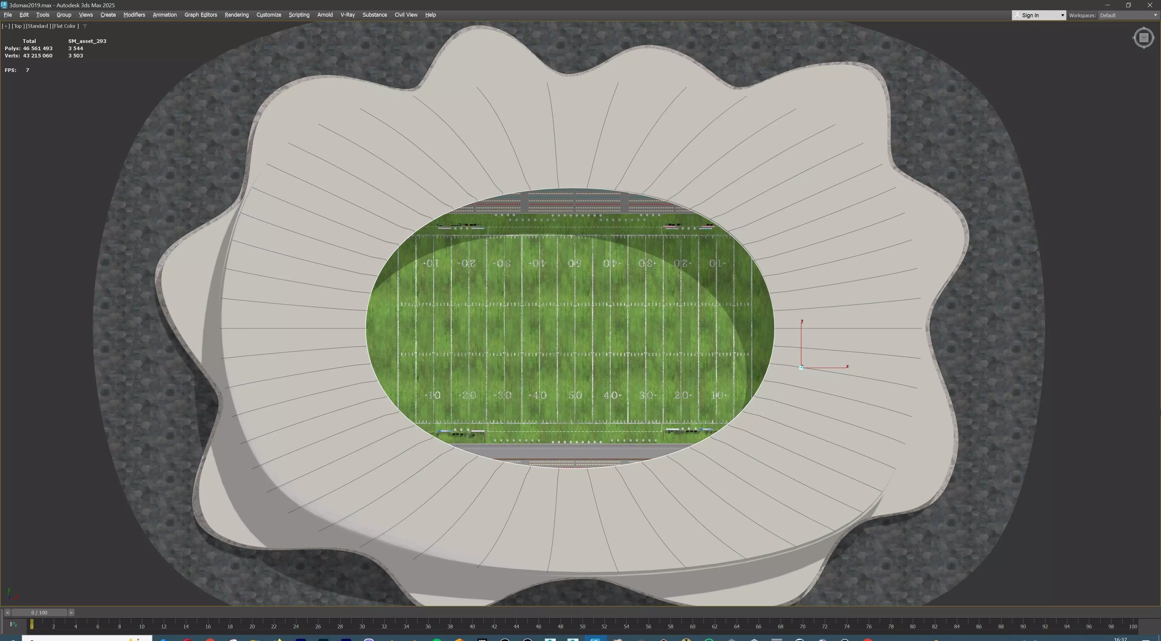 American Football Stadium Exterior Interior Props 3D model_52