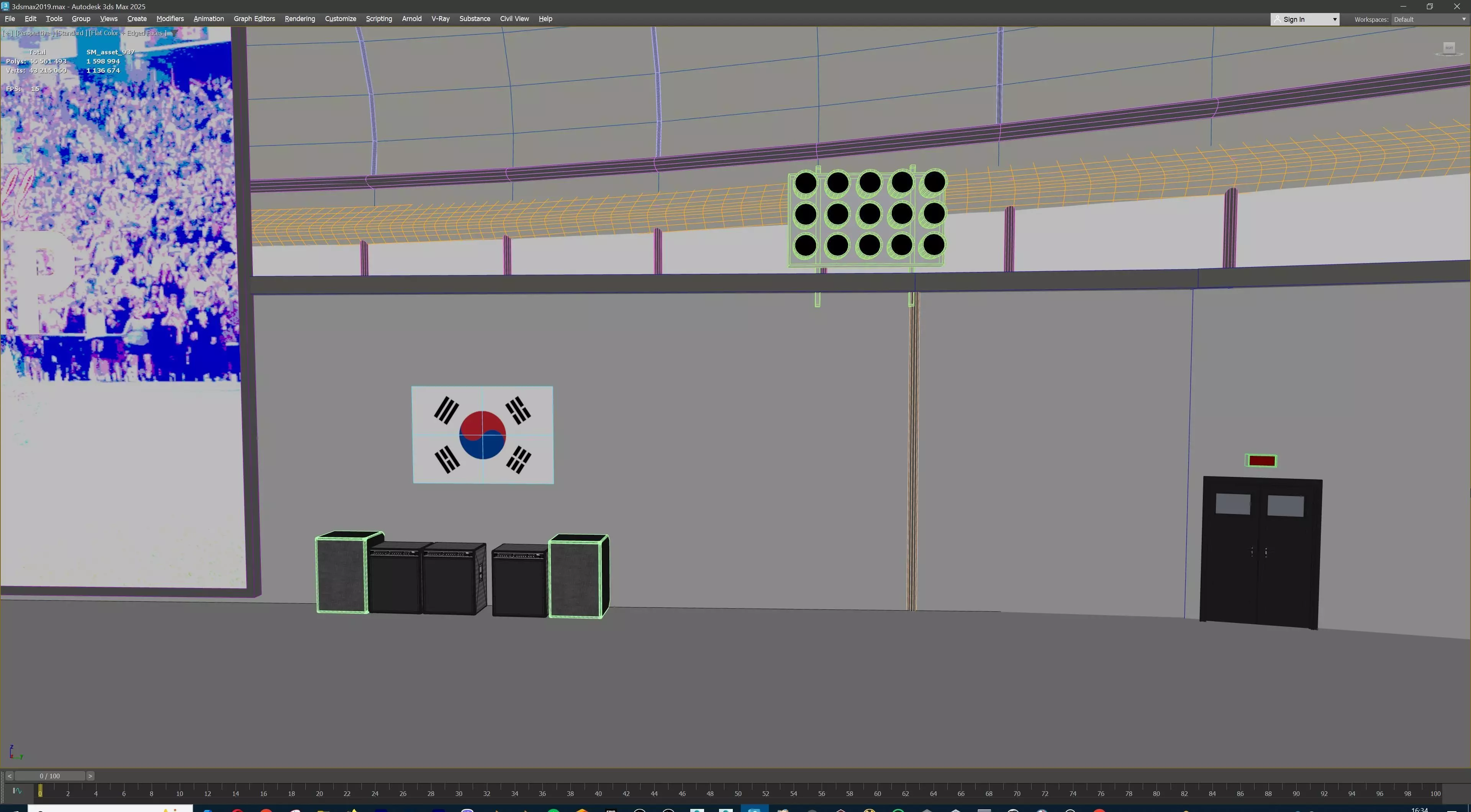 American Football Stadium Exterior Interior Props 3D model_35