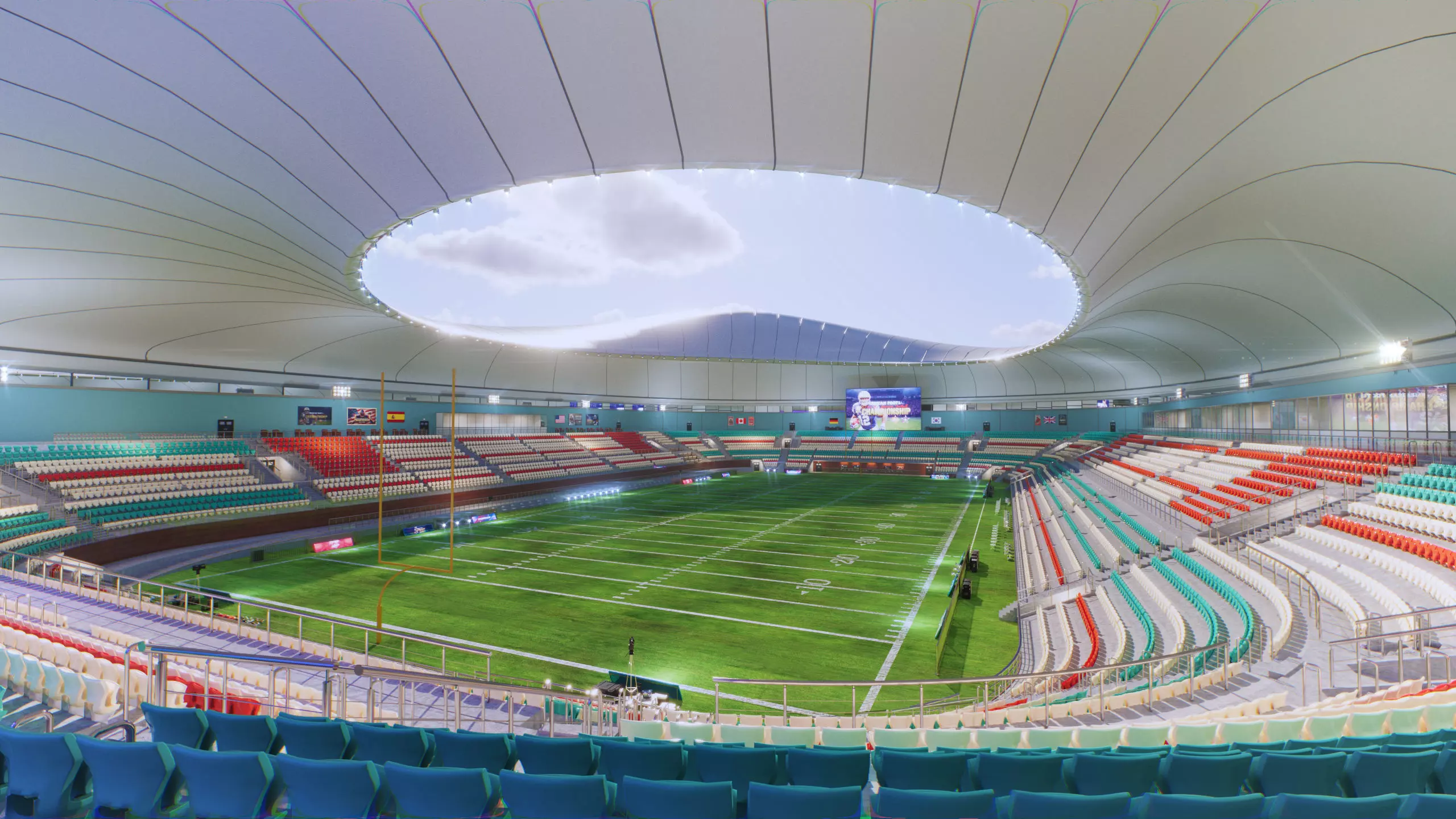 American Football Stadium Exterior Interior Props 3D model_5