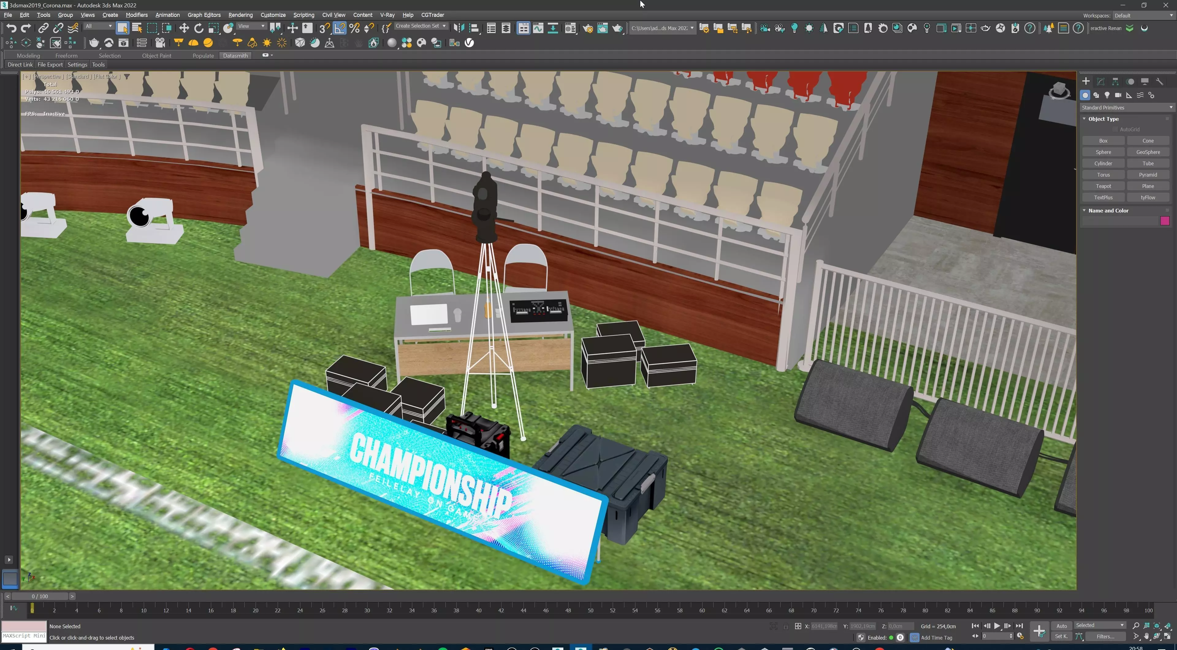 American Football Stadium Exterior Interior Props 3D model_26