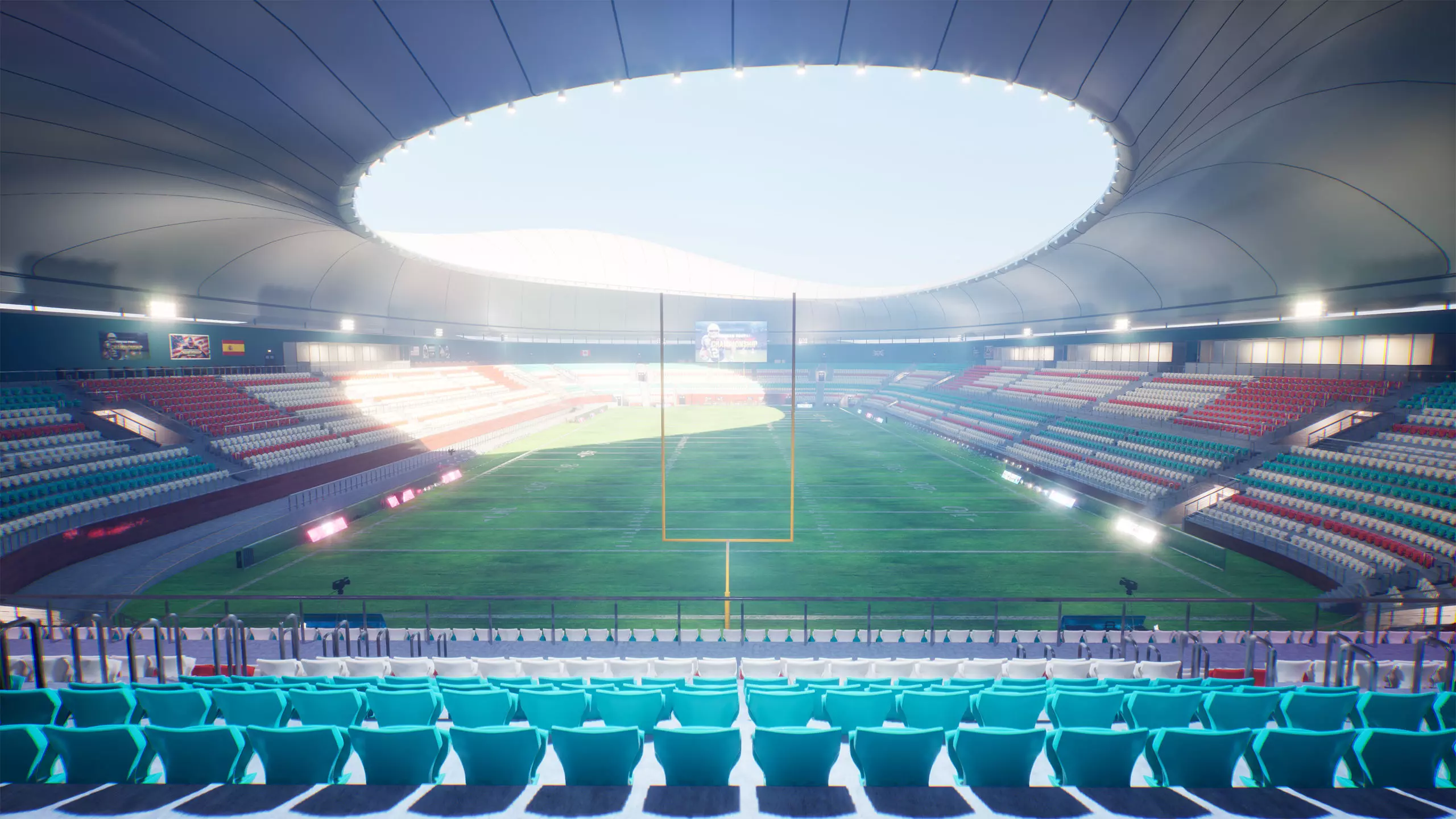 American Football Stadium Exterior Interior Props 3D model_15