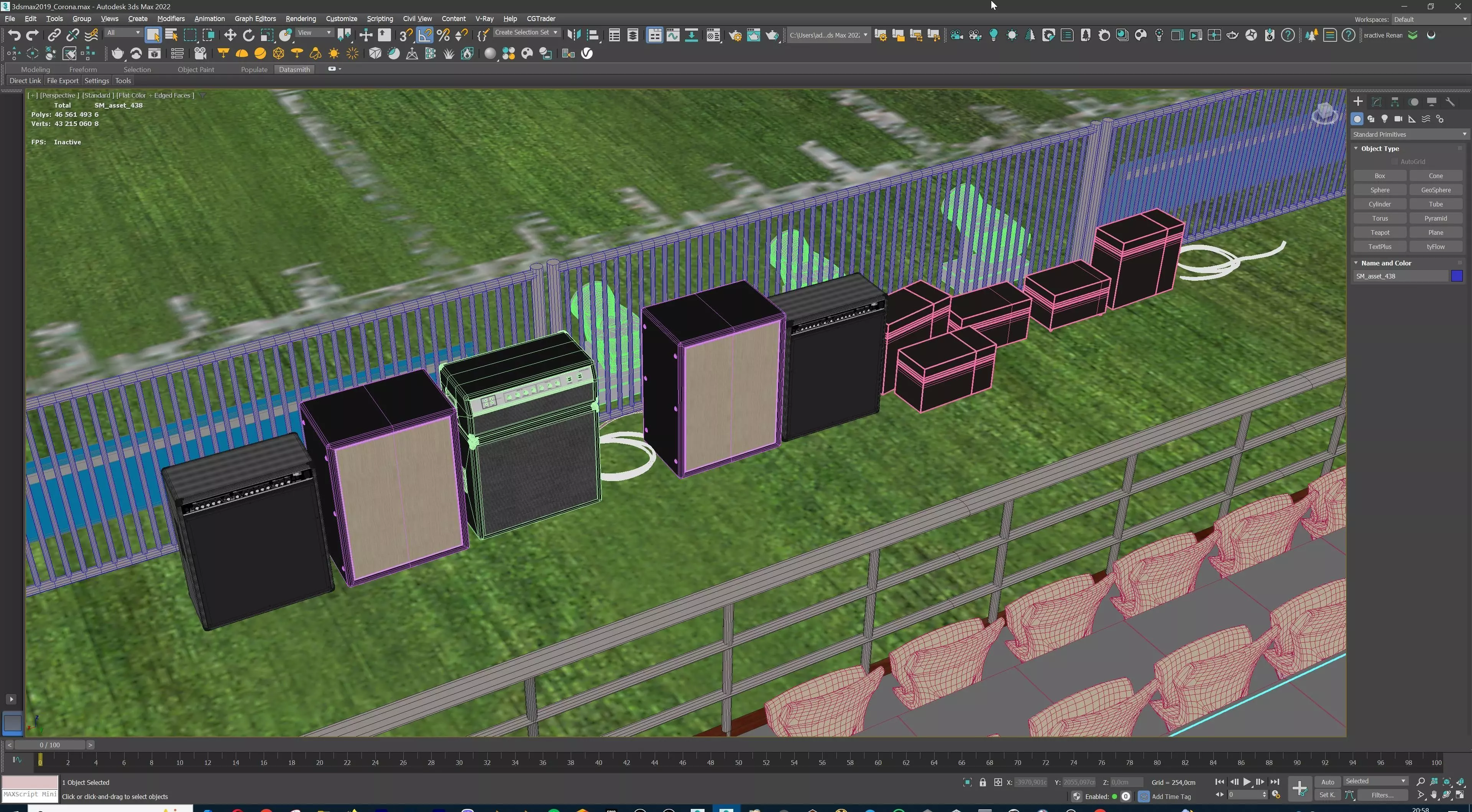 American Football Stadium Exterior Interior Props 3D model_27
