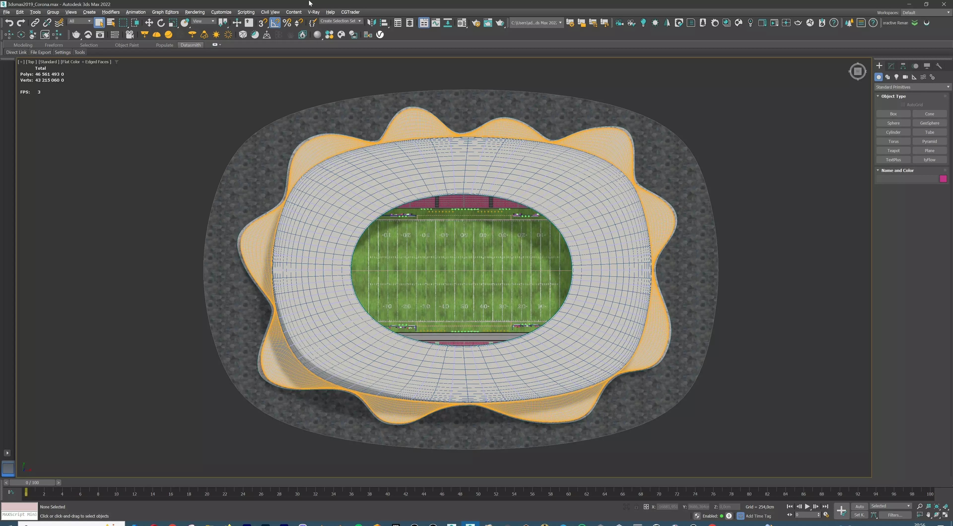 American Football Stadium Exterior Interior Props 3D model_22