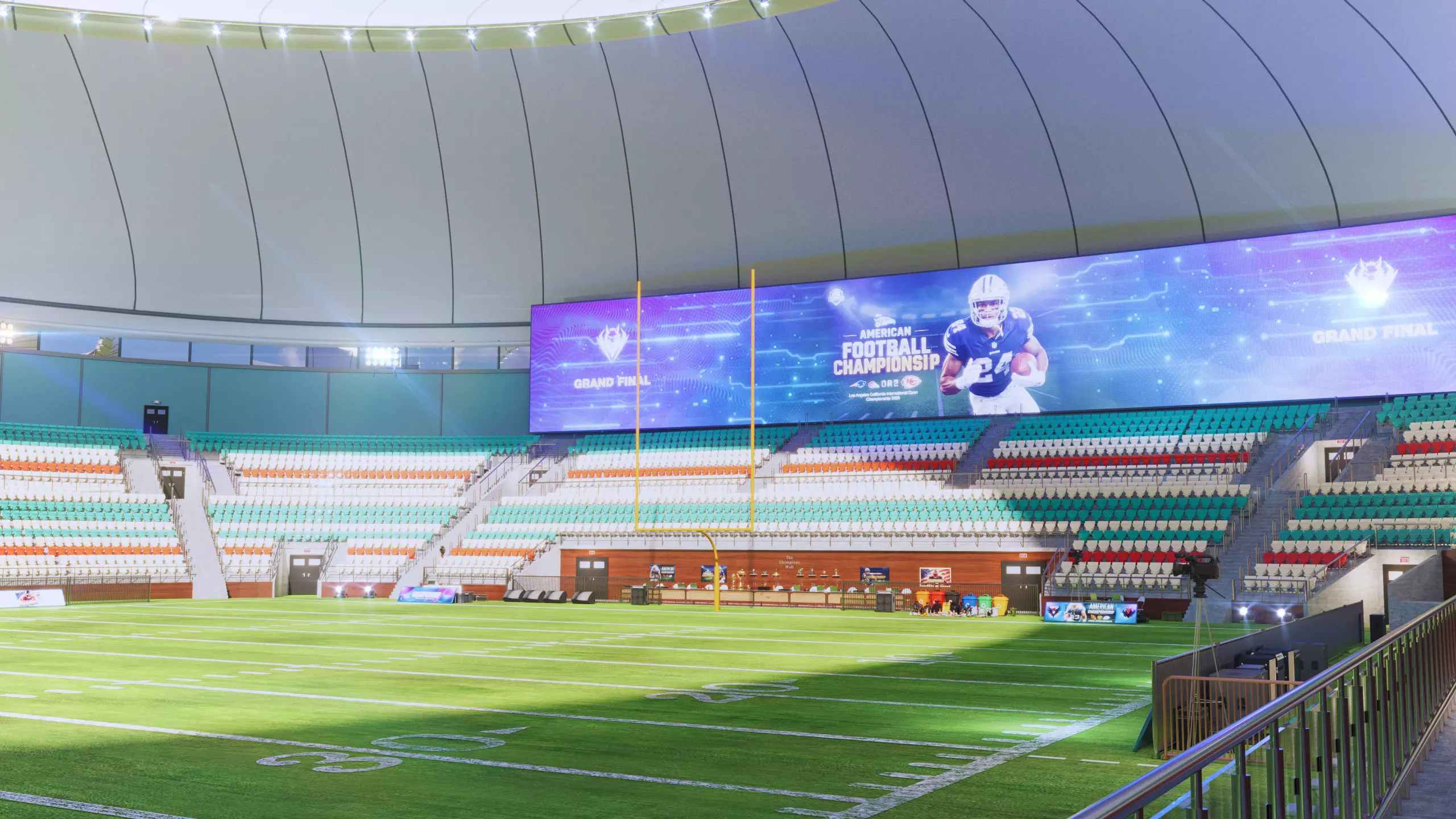 American Football Stadium Exterior Interior Props 3D model_9