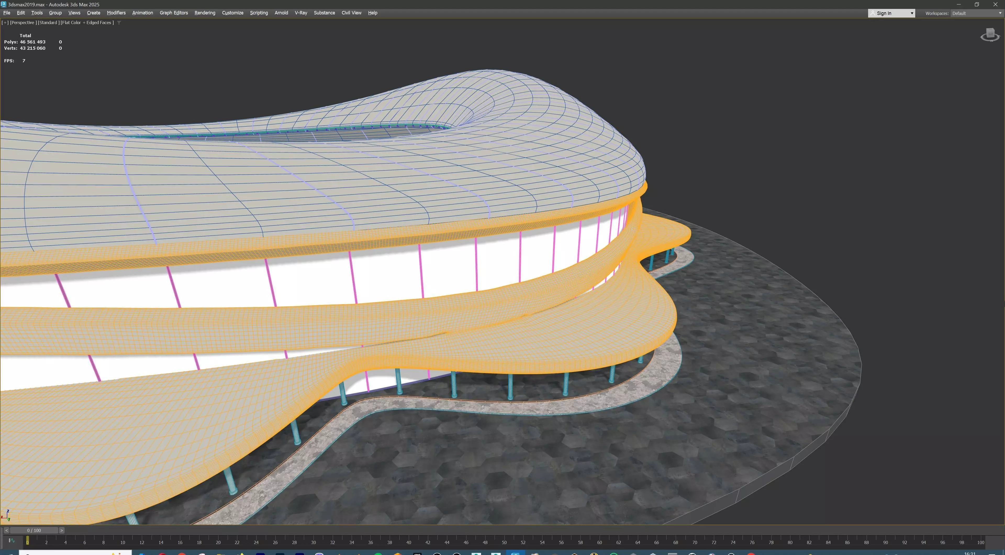 American Football Stadium Exterior Interior Props 3D model_41