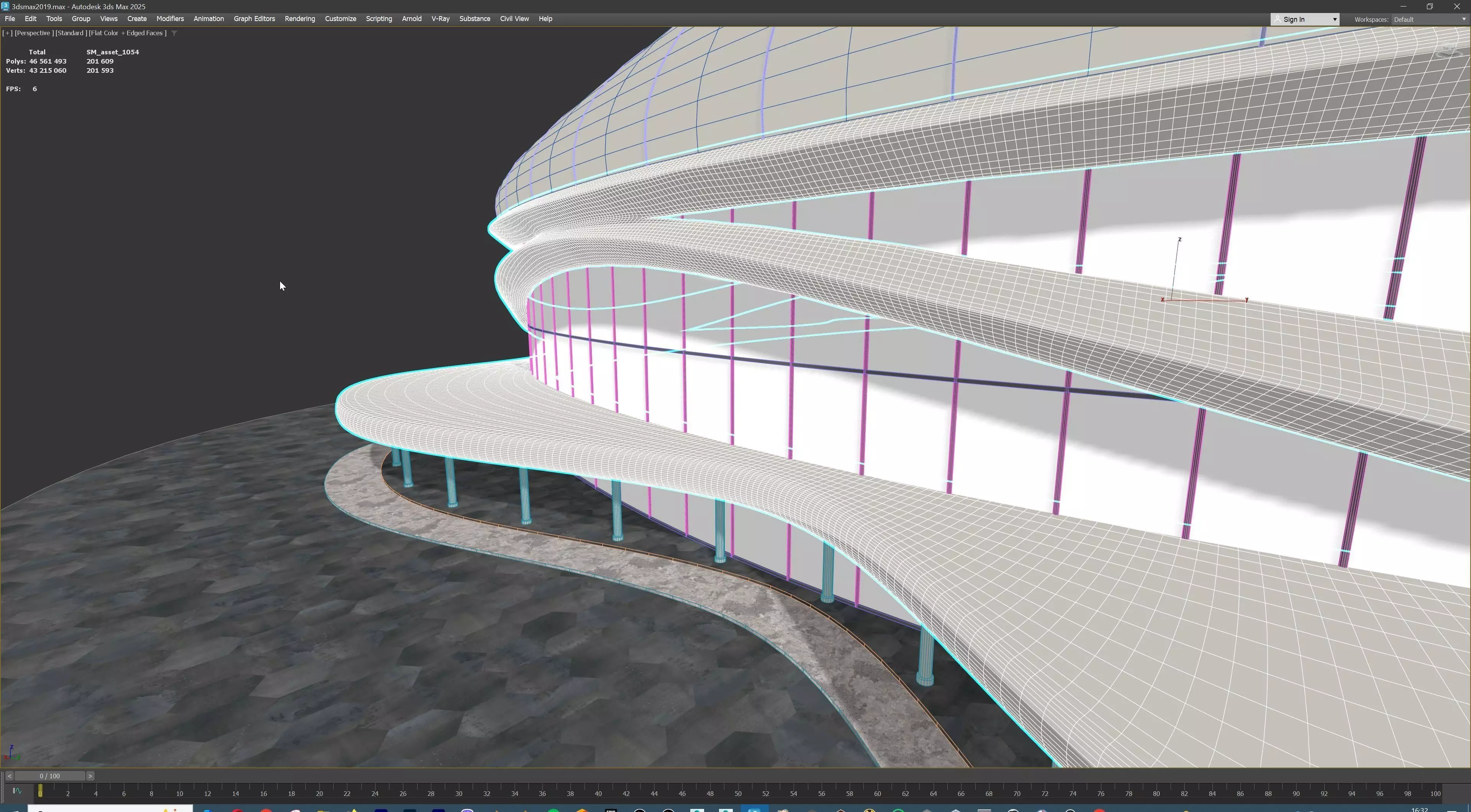 American Football Stadium Exterior Interior Props 3D model_42