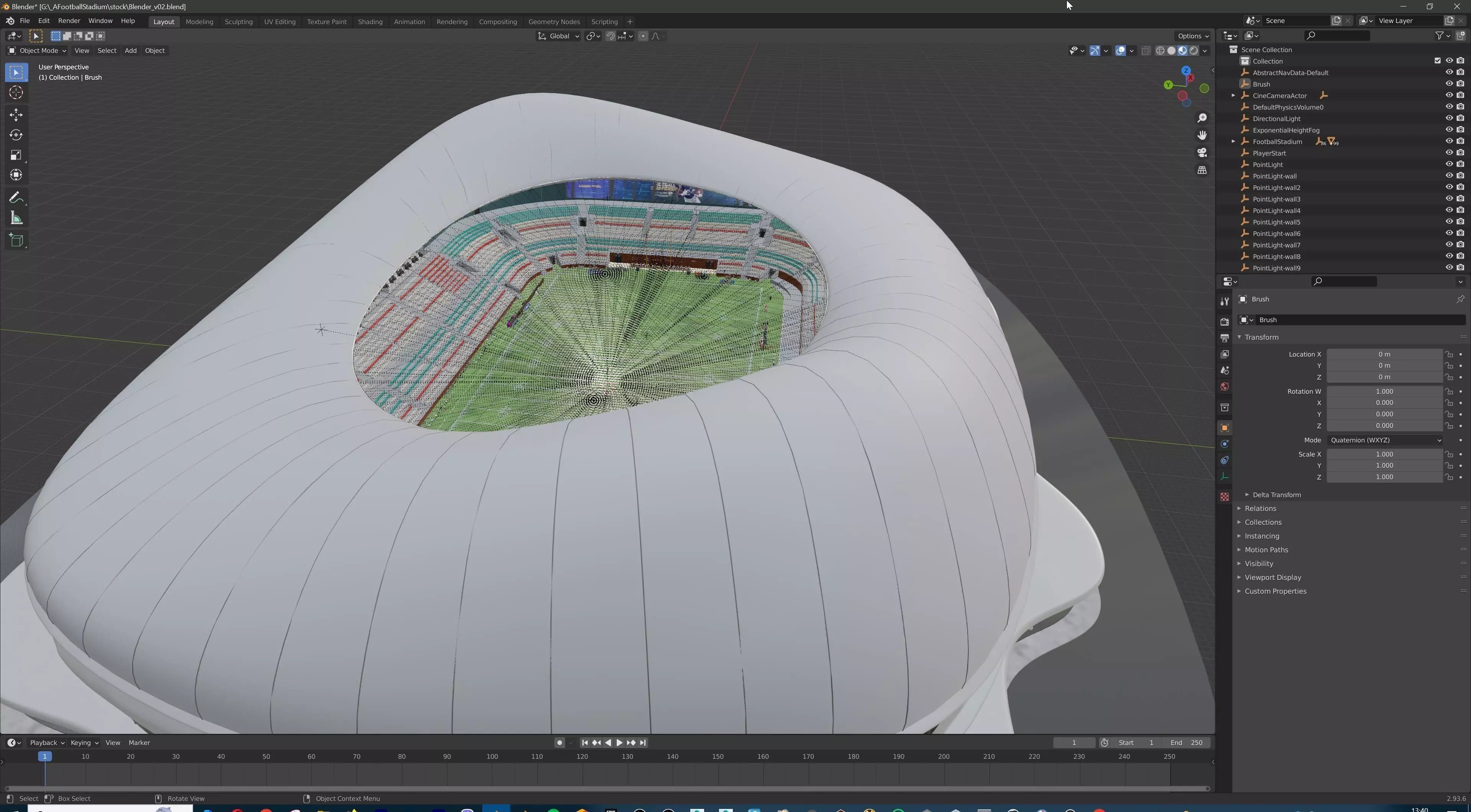 American Football Stadium Exterior Interior Props 3D model_34