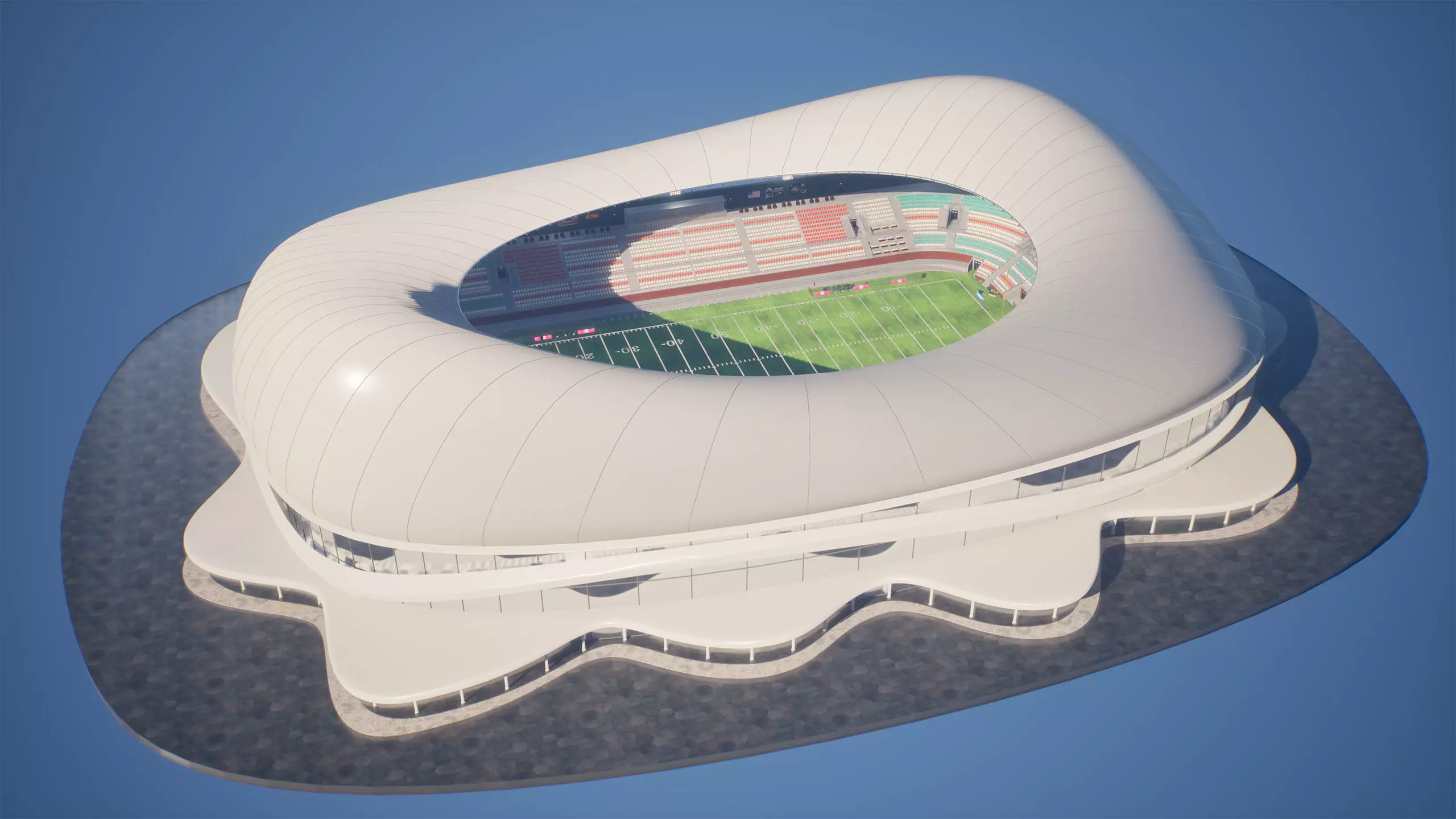 American Football Stadium Exterior Interior Props 3D model_21