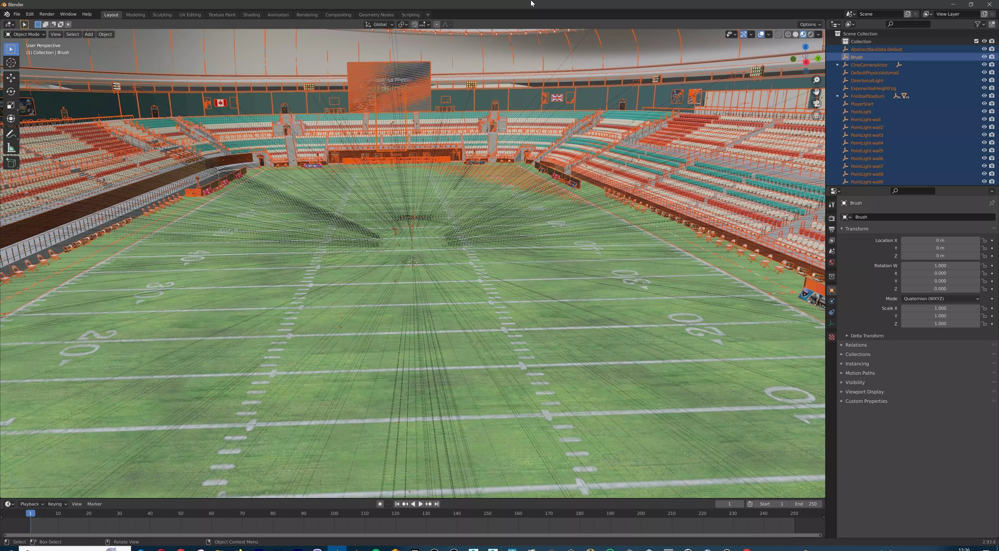 American Football Stadium Exterior Interior Props 3D model_46