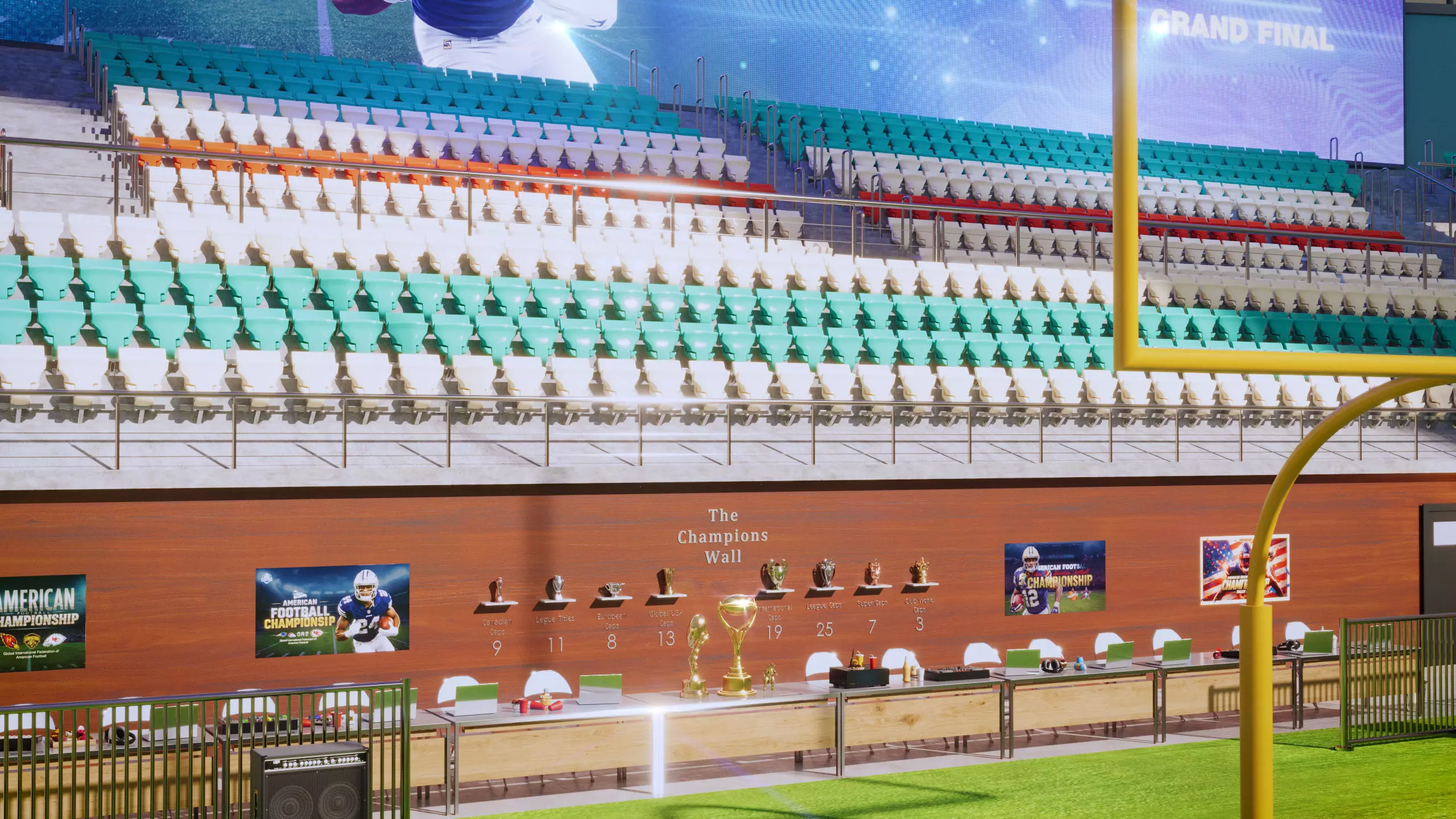 American Football Stadium Exterior Interior Props 3D model_7