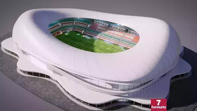 American Football Stadium Exterior Interior Props 3D model