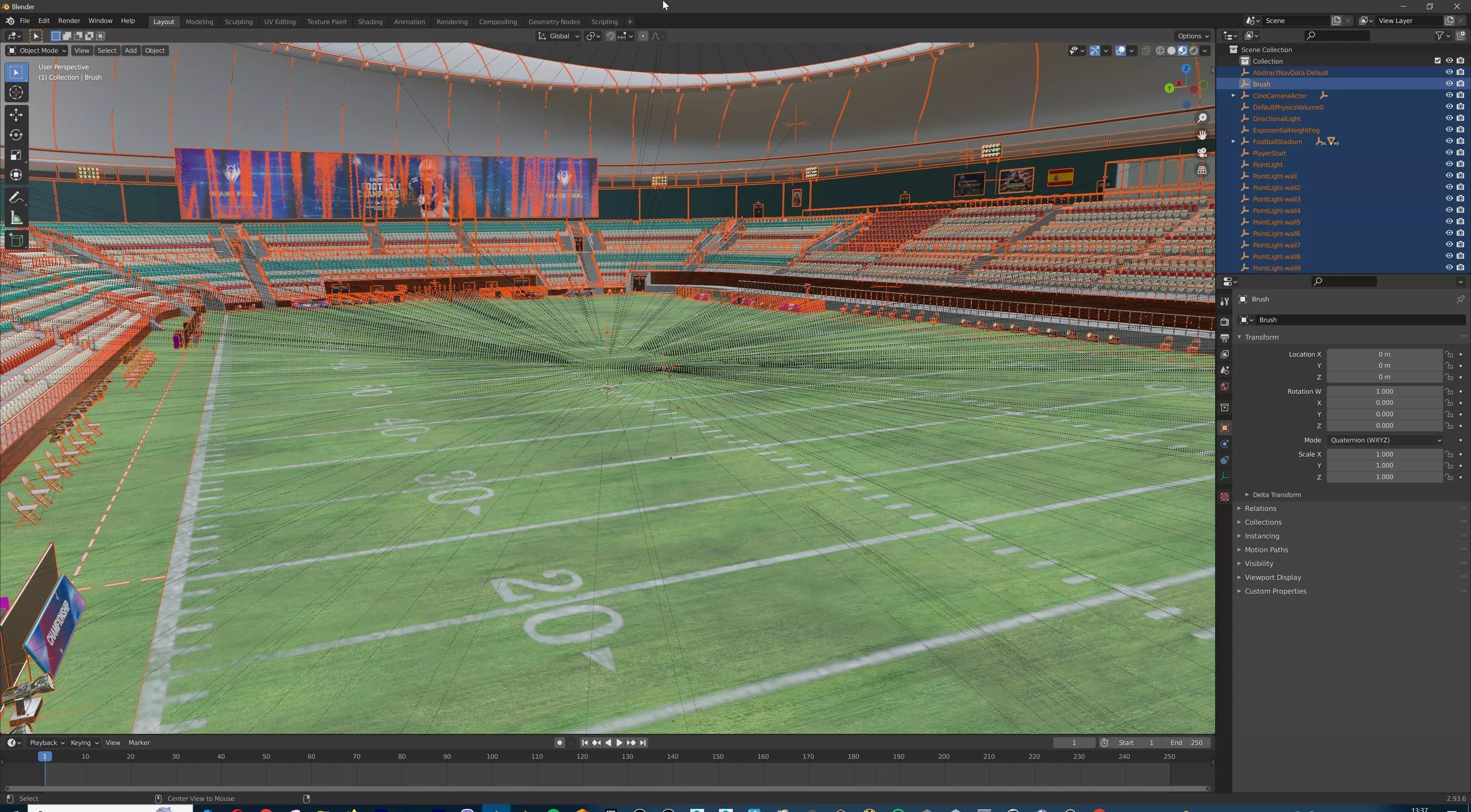 American Football Stadium Exterior Interior Props 3D model_49