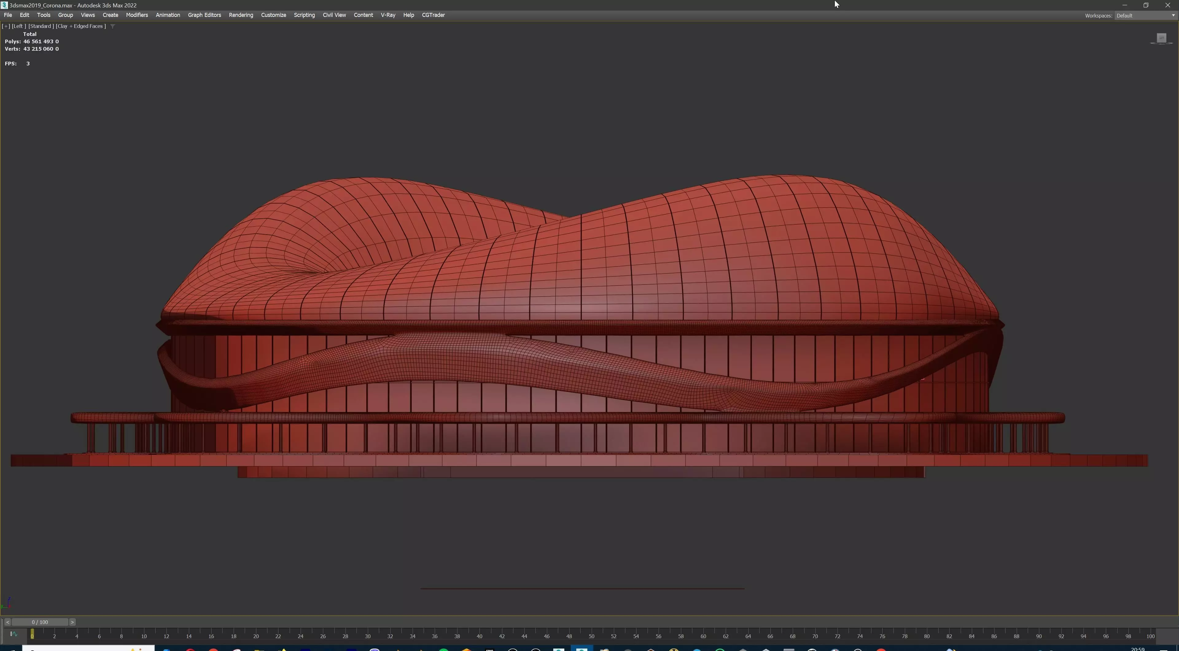 American Football Stadium Exterior Interior Props 3D model_29